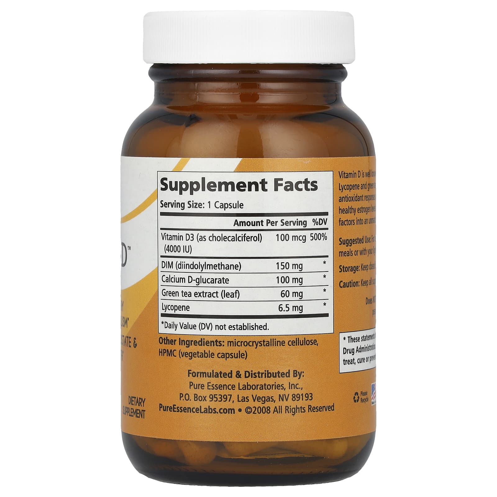 Pure Essence, Breast-D, поддерживает здоровье груди, простаты и сосудов, 90 вегетарианских капсул