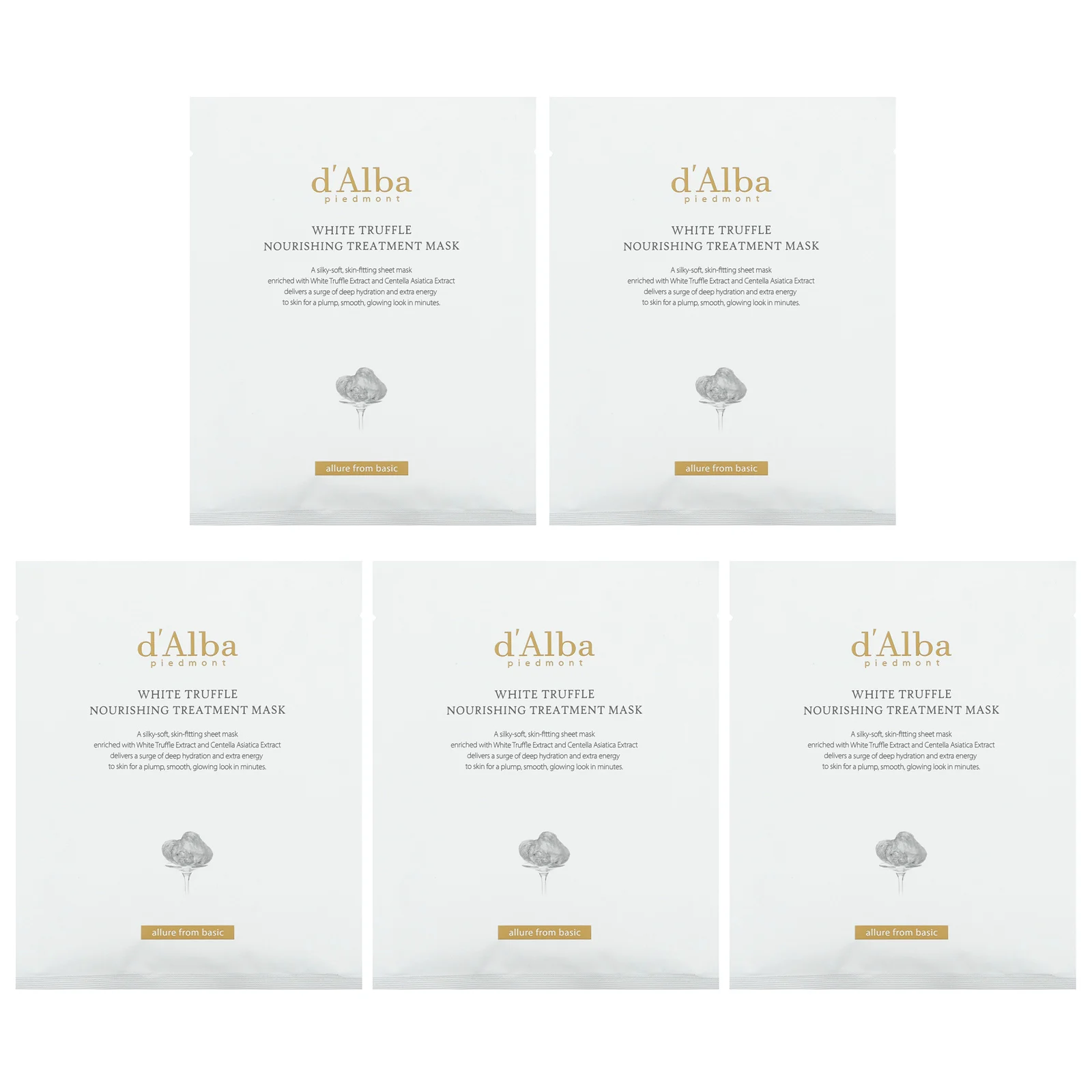 d'Alba, питательная маска для лица с белым трюфелем, 5 шт. по 25 мл (0,84 жидк. унции)