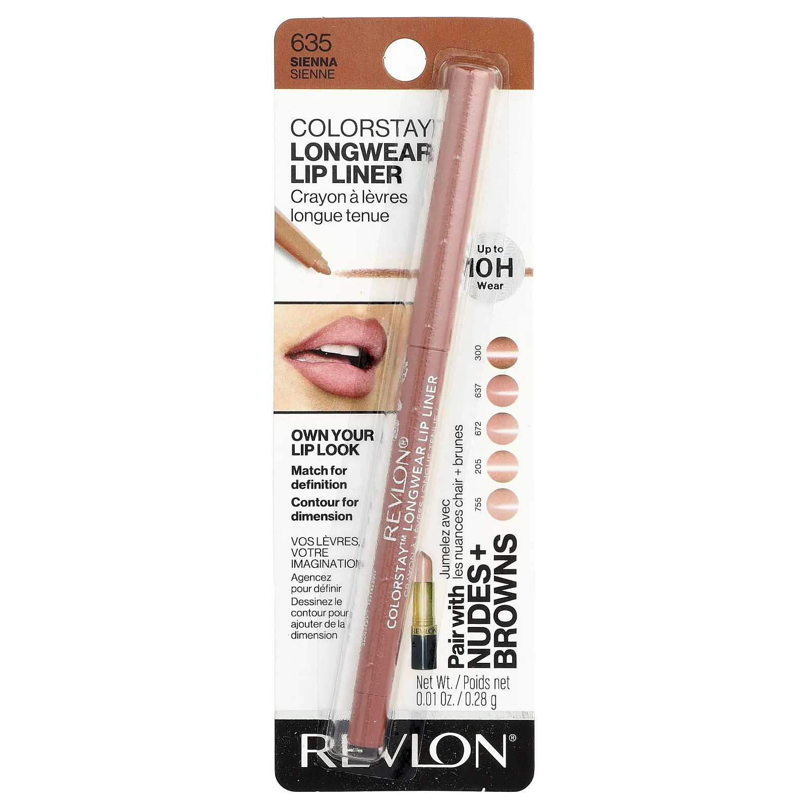 Revlon, Colorstay™, стойкий карандаш для губ, оттенок 635 сиенна, 0,28 г (0,01 унции)