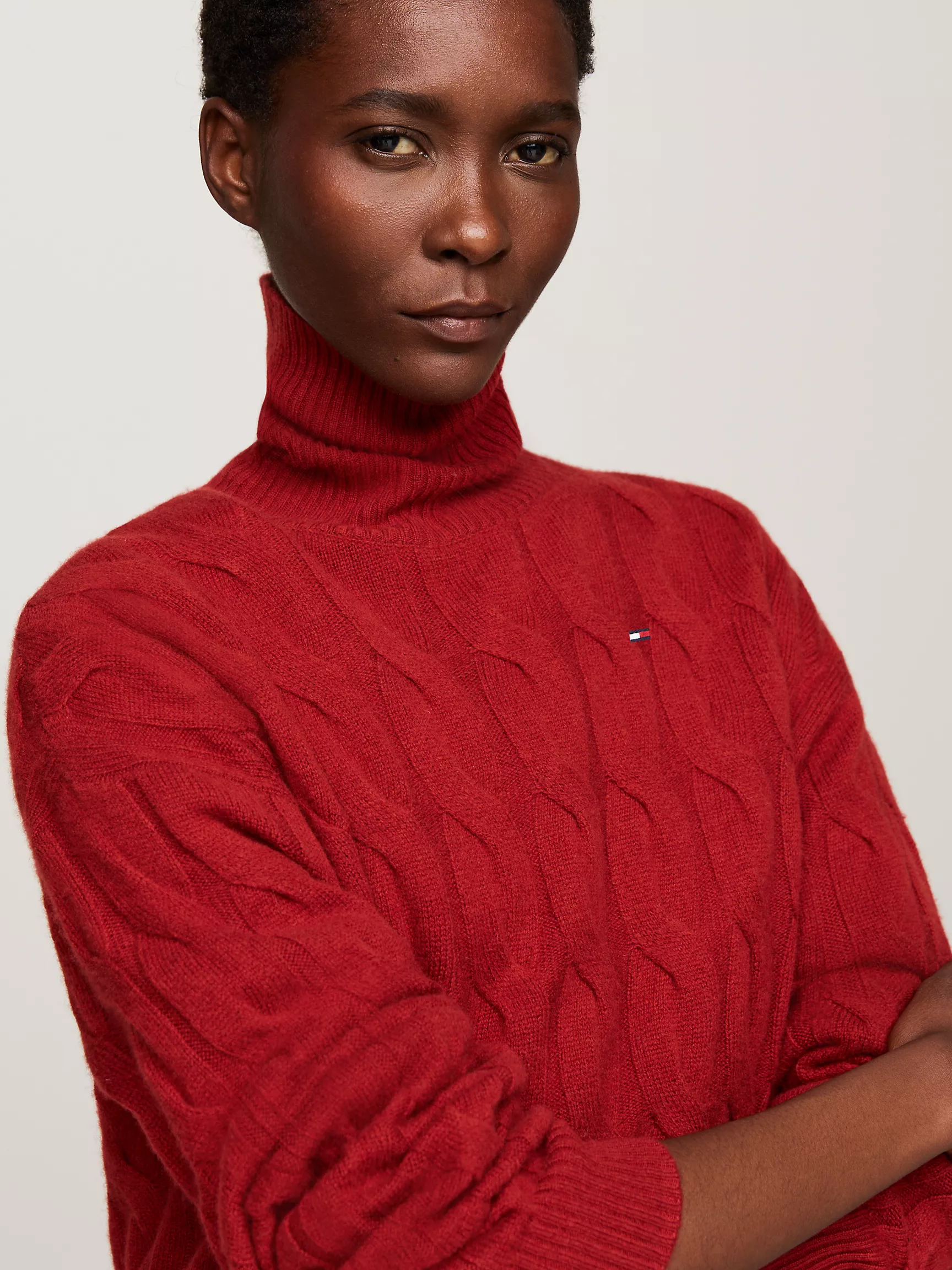 Женский свитер Tommy Hilfiger, Свободный шерстяной свитер с высоким воротником