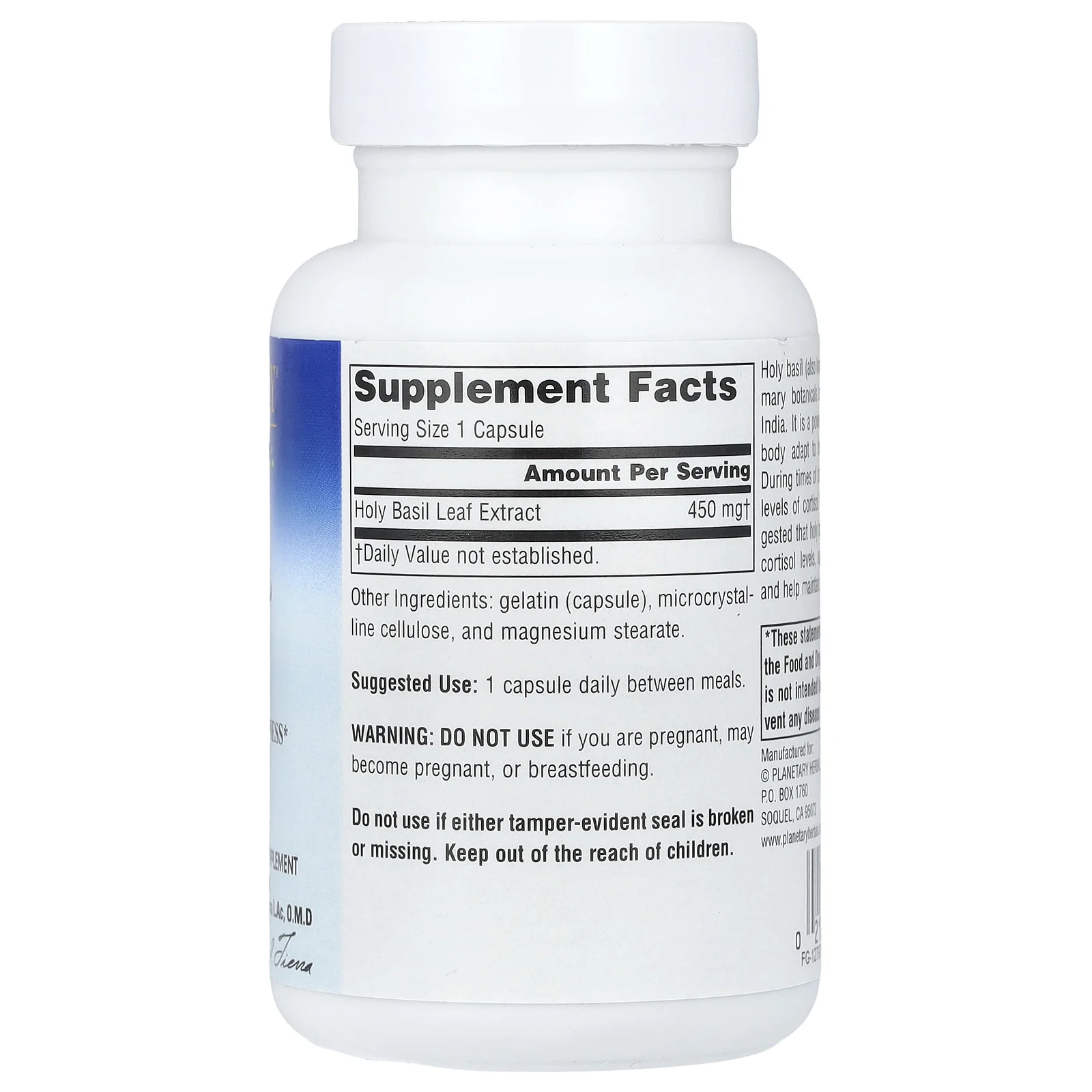 Planetary Herbals, Экстракт базилика священного, 450 мг, 60 капсул