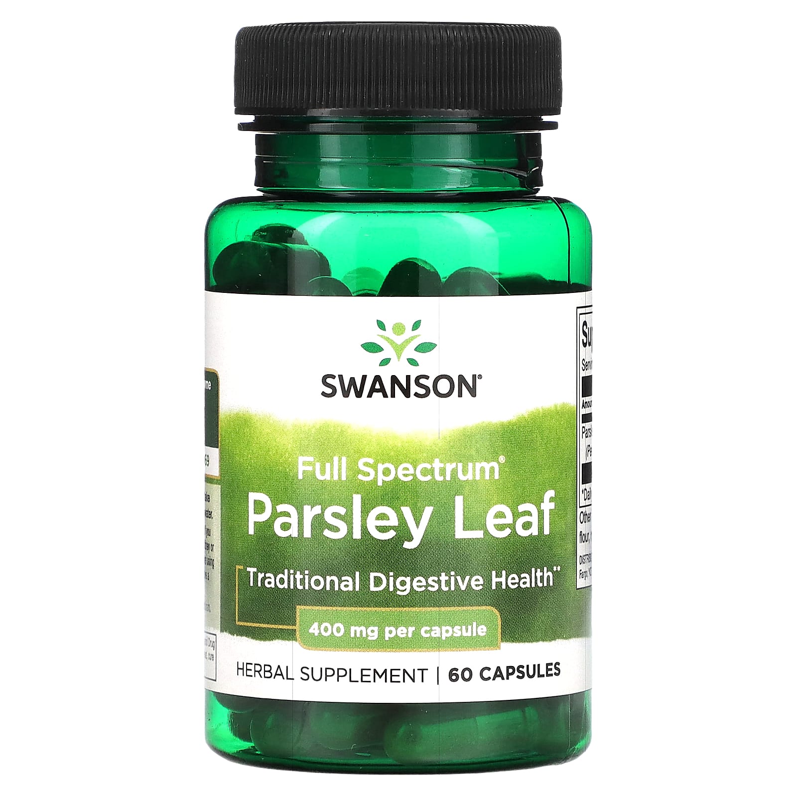 Swanson, Листья петрушки полного спектра, 400 мг, 60 капсул