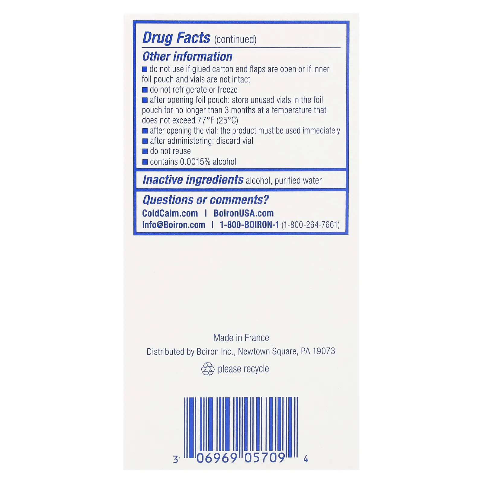 Boiron, Cold Calm Baby, жидкая добавка, для облегчения симптомов простуды, для детей от 6 месяцев, 30 отмеренных жидких доз по 1 мл (0,034 жидк. унции)