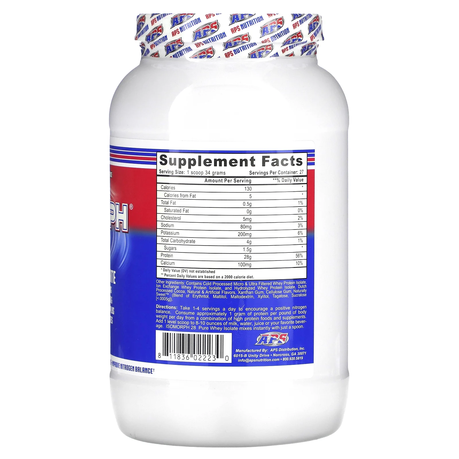 APS, Isomorph 28, чистый изолят сыворотки, вкусная шоколадная помадка, 907 г (2 фунта)