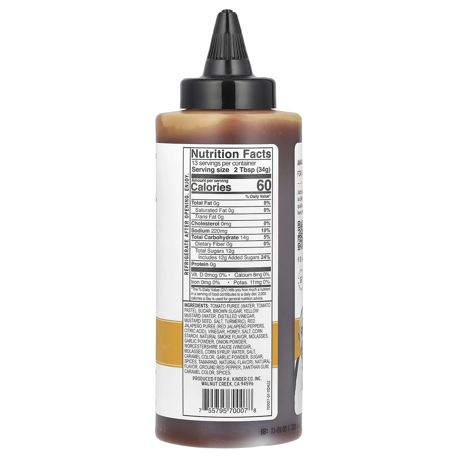 KINDER'S, Соус для барбекю, с медом, 439 г (15,5 унции)