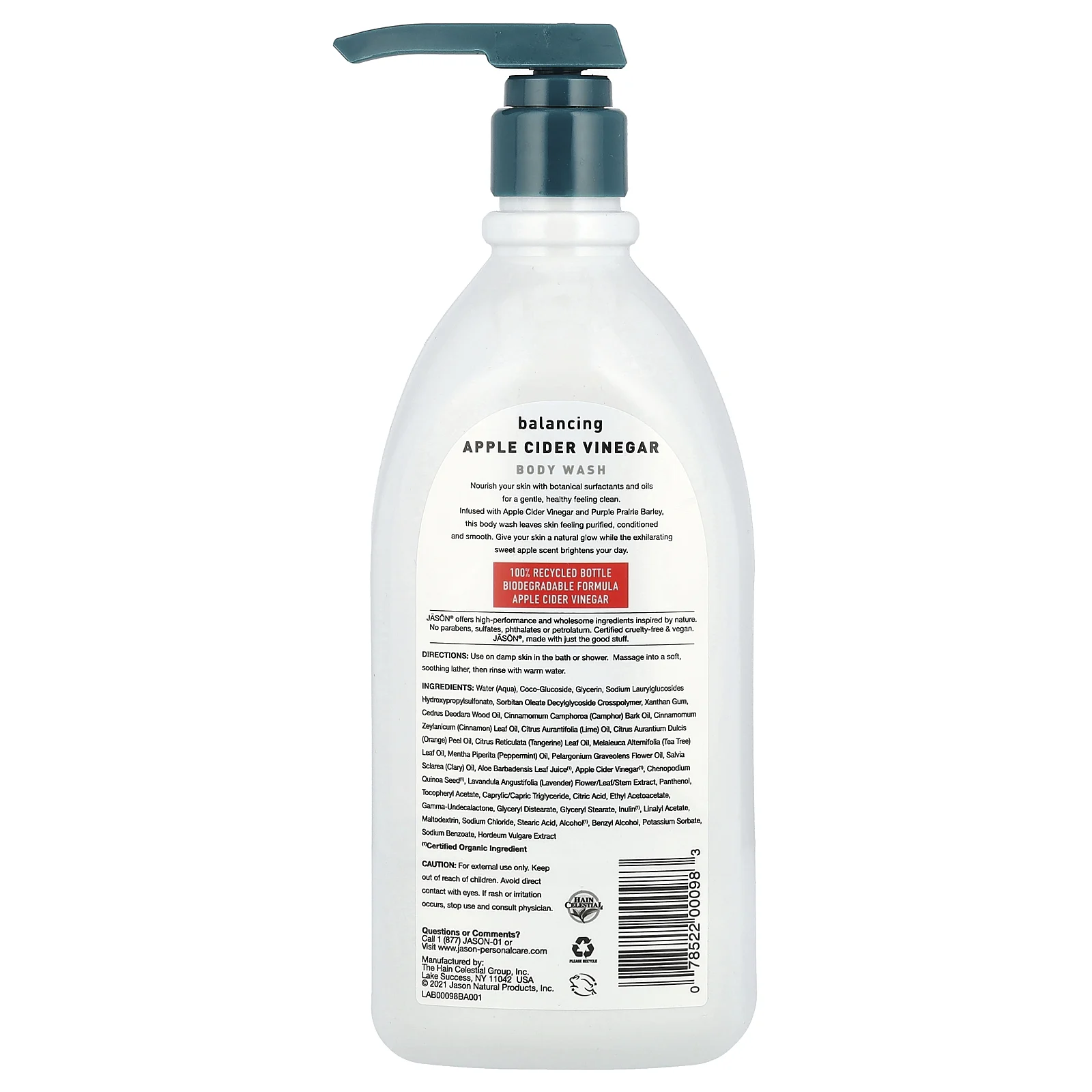 Jason Natural, Балансирующее гель-гель для душа с яблочным уксусом, 887 мл (30 жидк. Унций)