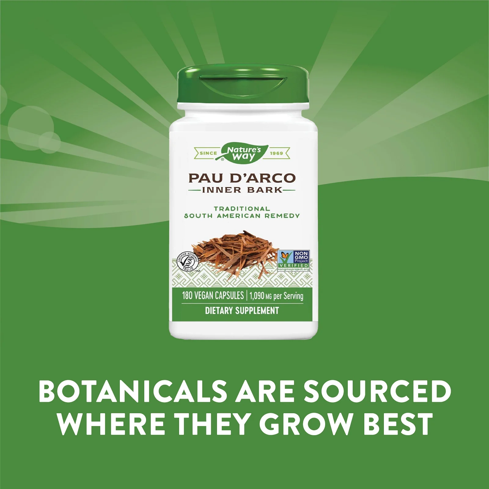 Nature's Way, кора муравьиного дерева, внутренний слой, 1090 мг, 180 веганских капсул (545 мг в 1 капсуле)