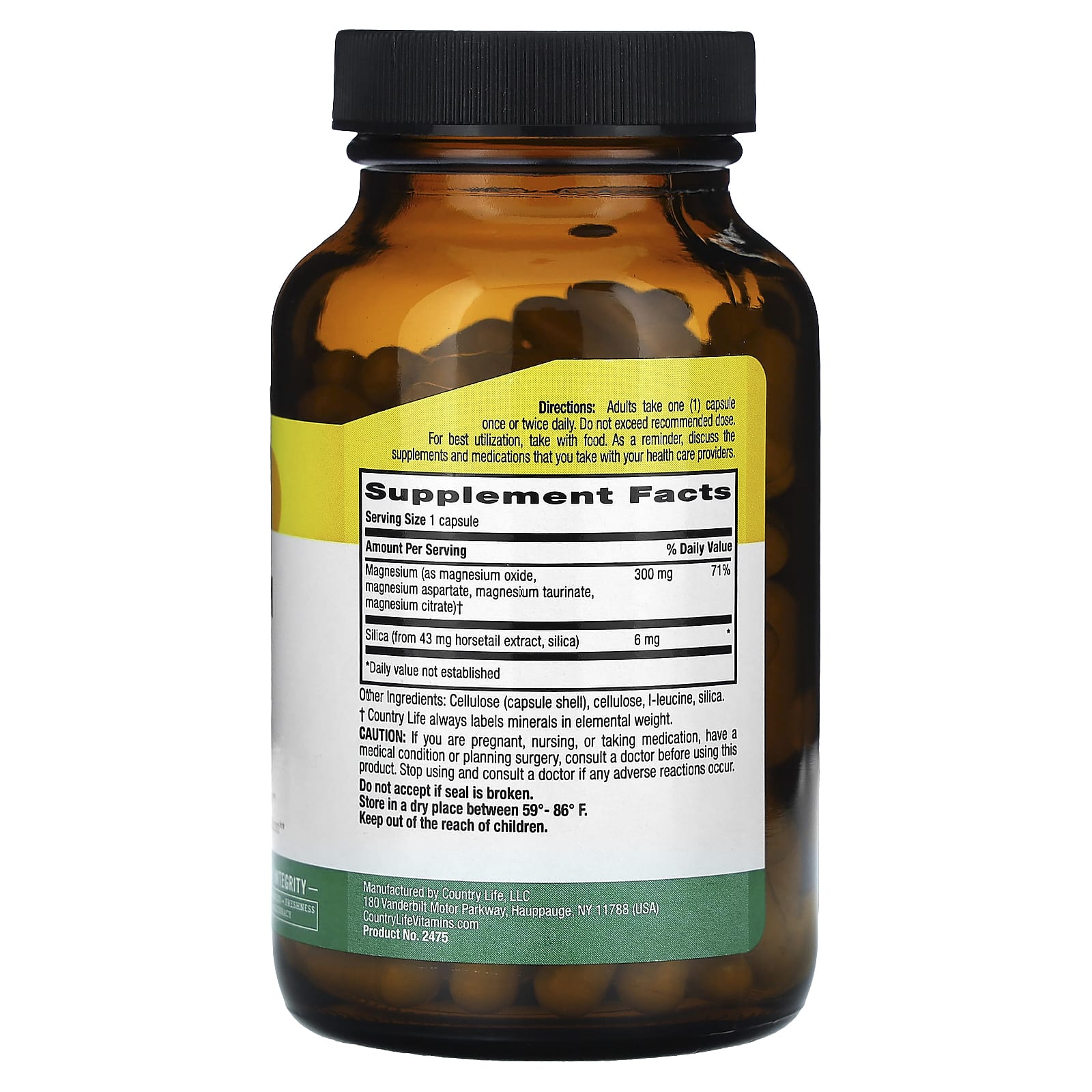 Country Life, Target-Mins, магний в капсулах с диоксидом кремния, 300 мг, 120 веганских капсул