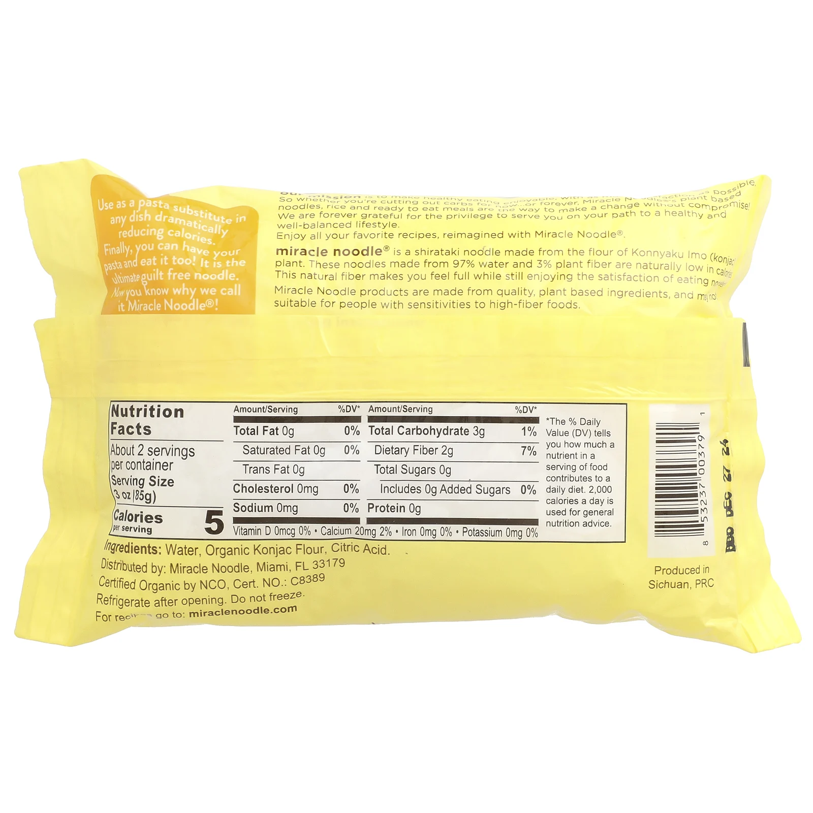 Miracle Noodle, Органическая лапша в стиле феттучини, 200 г (7 унций)