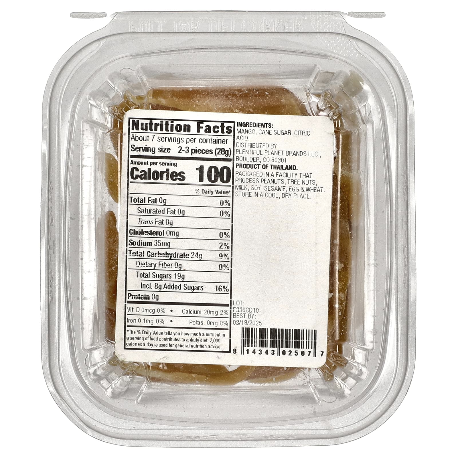 Made With, Ломтики сушеного манго, с сахаром, 191 г (6,75 унции)