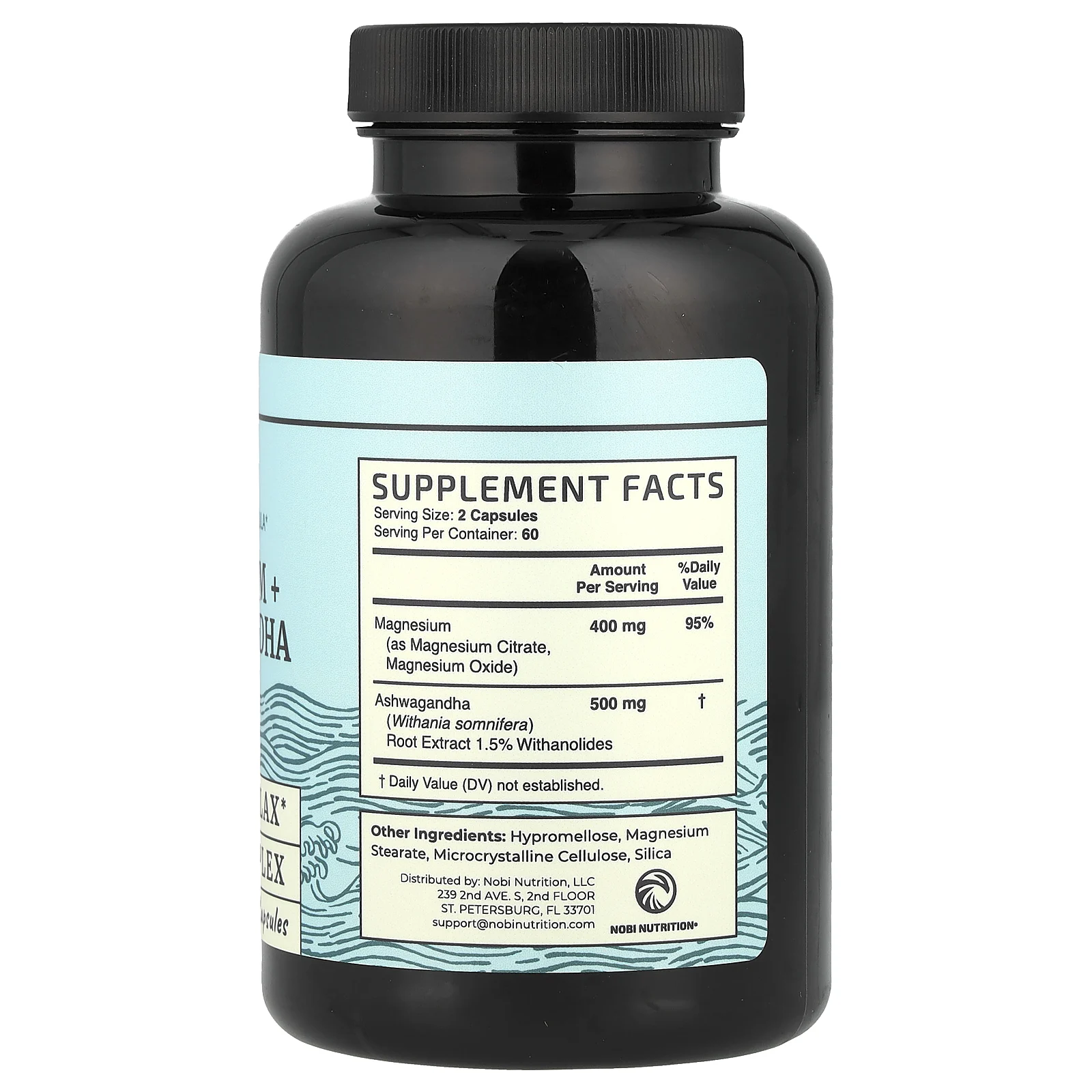 Nobi Nutrition, Магний + ашваганда`` 120 капсул