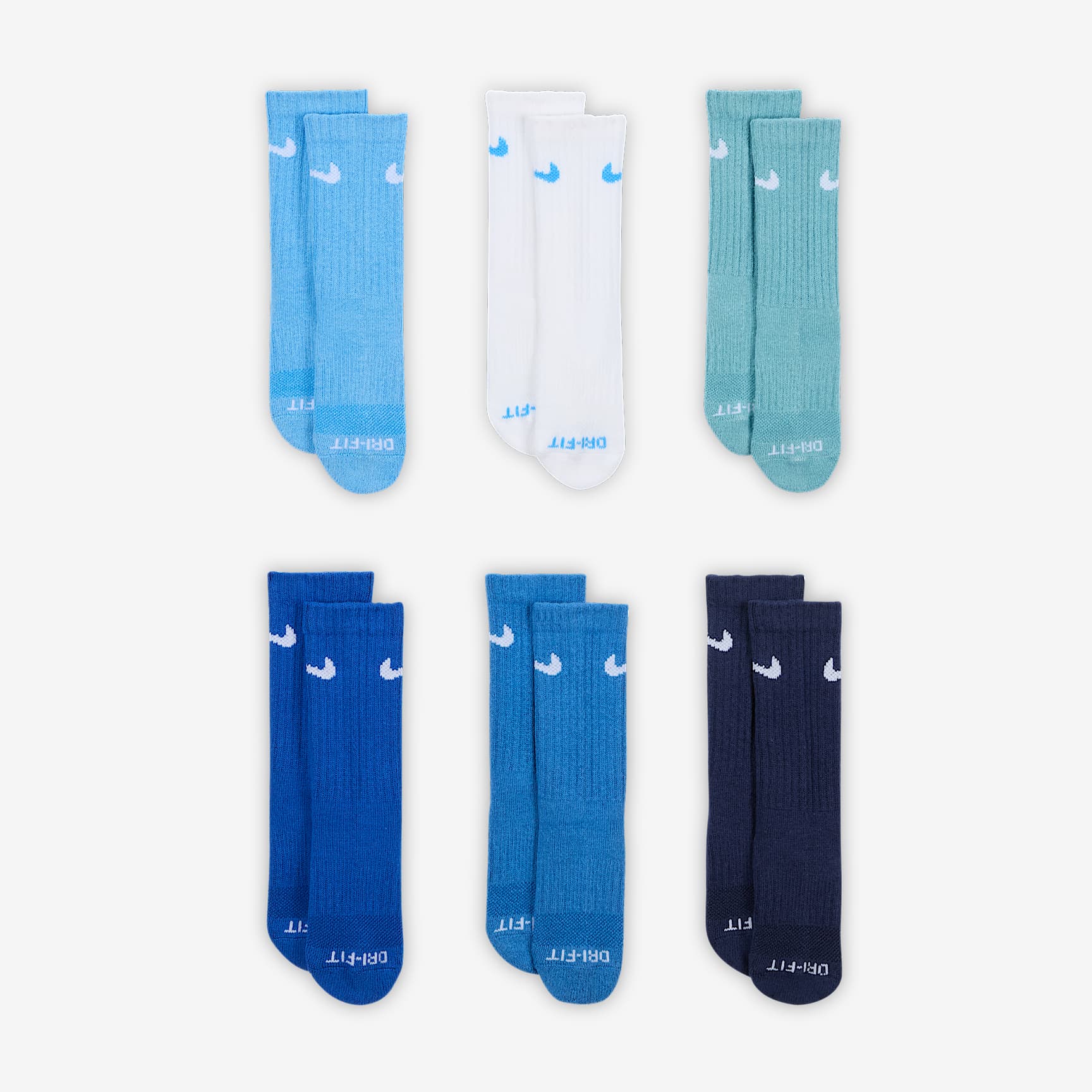 Nike Dri-FIT Performance Basics Little Kids' Crew Socks (6 Pairs)