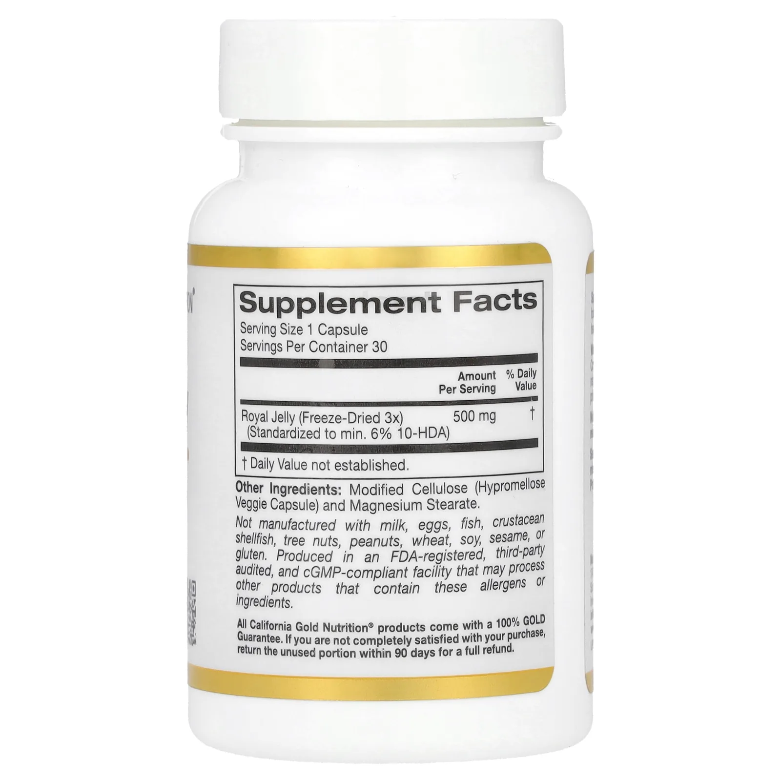 California Gold Nutrition, Маточное молочко, сублимированный концентрат, 500 мг, 30 растительных капсул