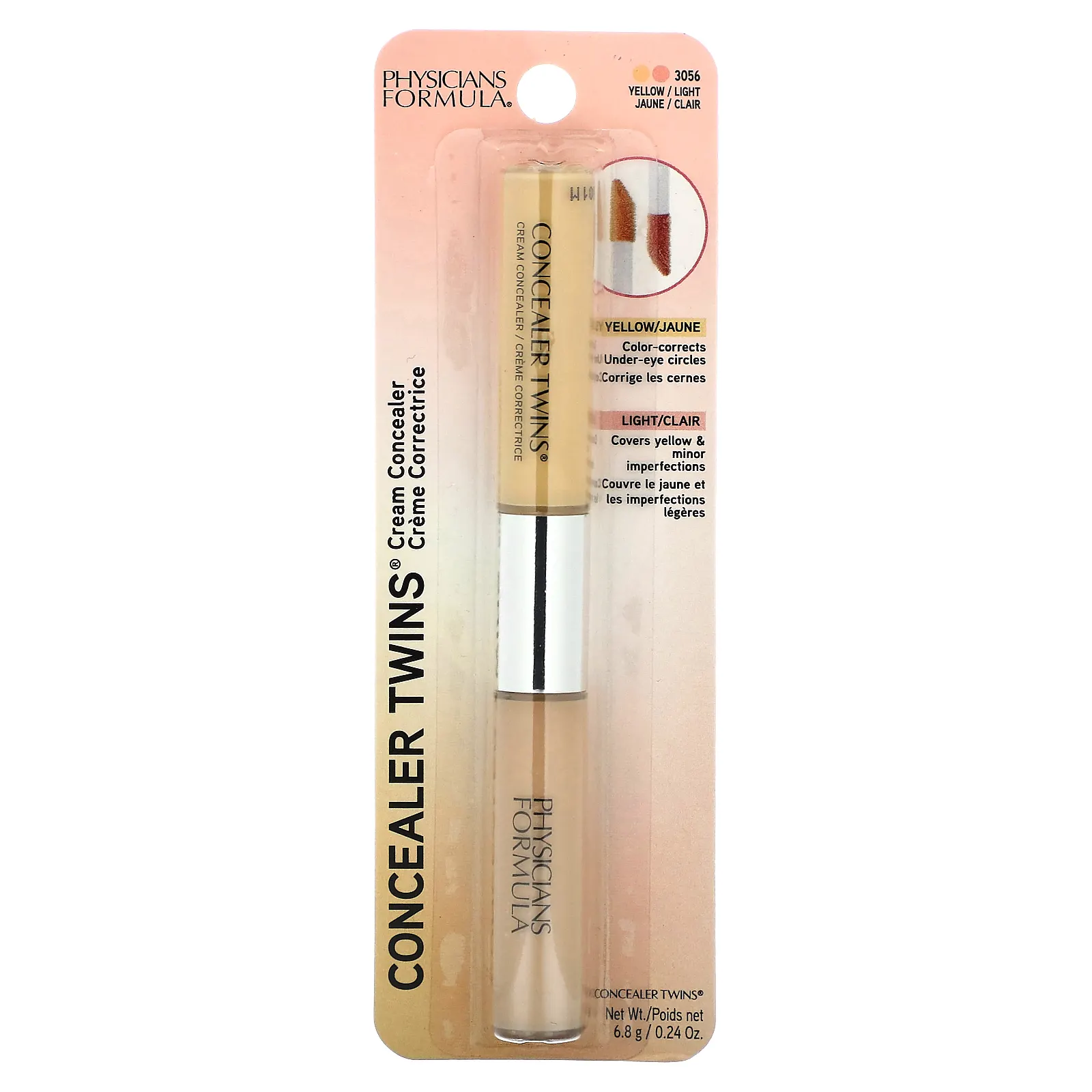 Physicians Formula, Concealer Twins, крем-консилер, желтый/светлый, 6,8 г (0,24 унции)