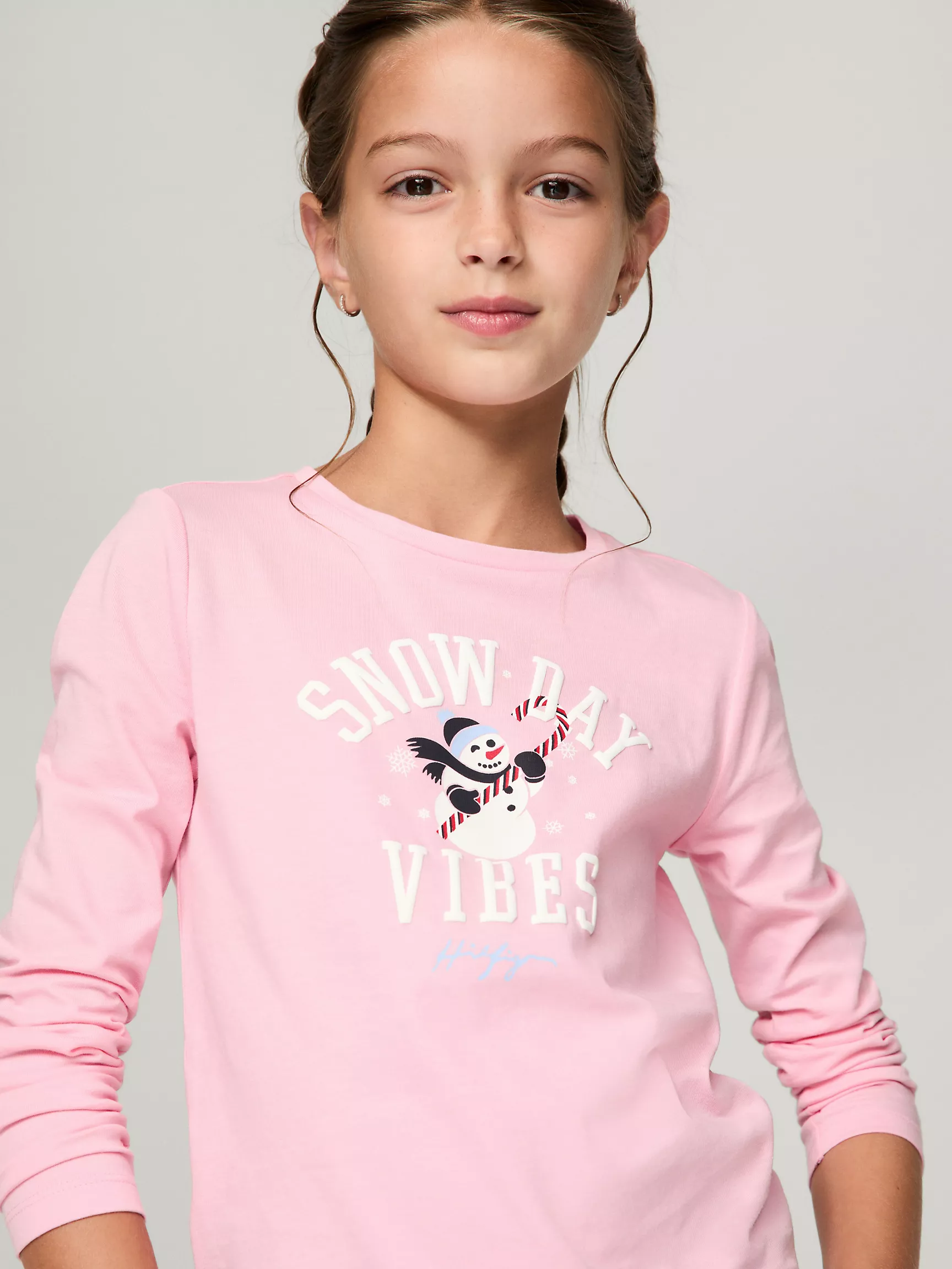 Футболка для девочек Tommy Hilfiger, Детская футболка с принтом снеговика для зимних дней