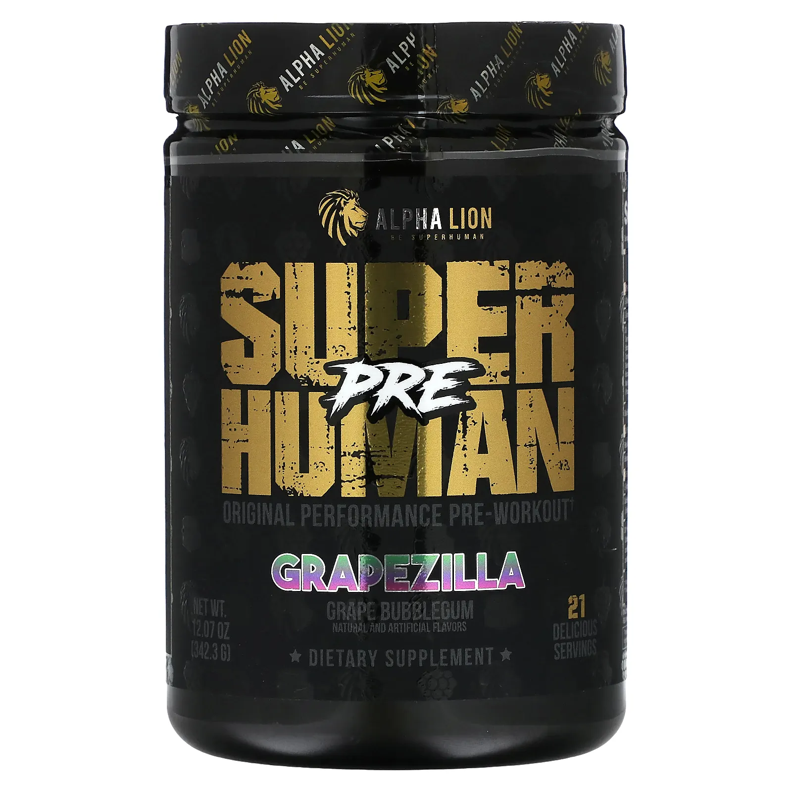 ALPHA LION, SuperHuman Pre, Grapezilla, виноградная жвачка, 342,3 г (12,07 унции)