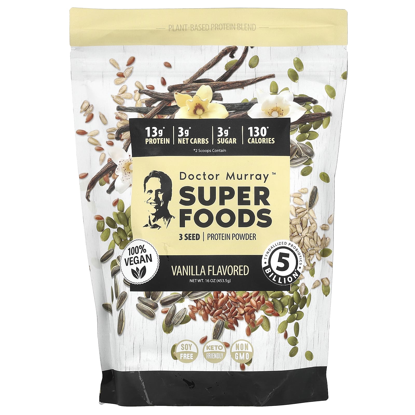 Dr. Murray's, Super Foods, порошок из 3 видов протеина, ваниль, 453,5 г (16 унций)