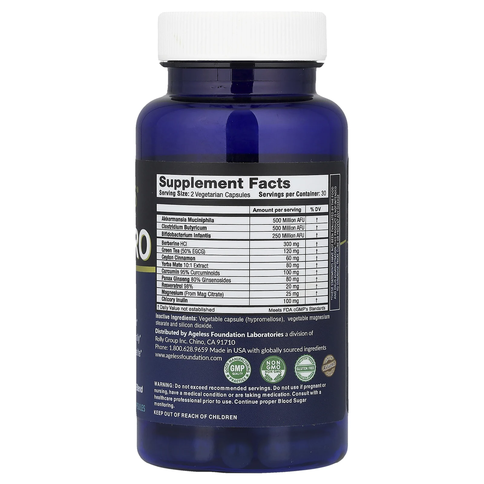 Ageless Foundation Laboratories, GLP-1 PRO`` 60 растительных капсул