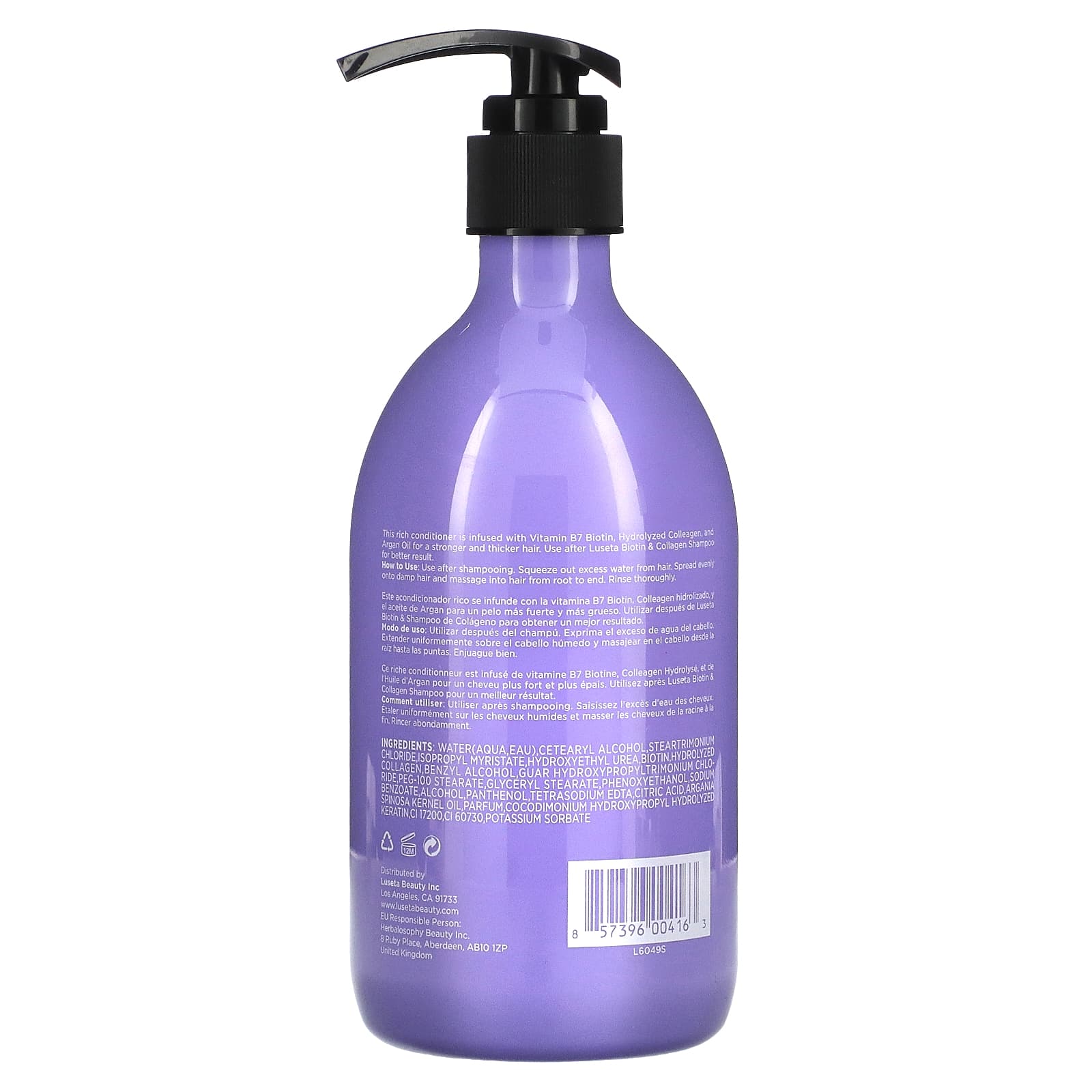 Luseta Beauty, Биотин и коллаген, кондиционер, 16,9 жидких унций (500 мл)