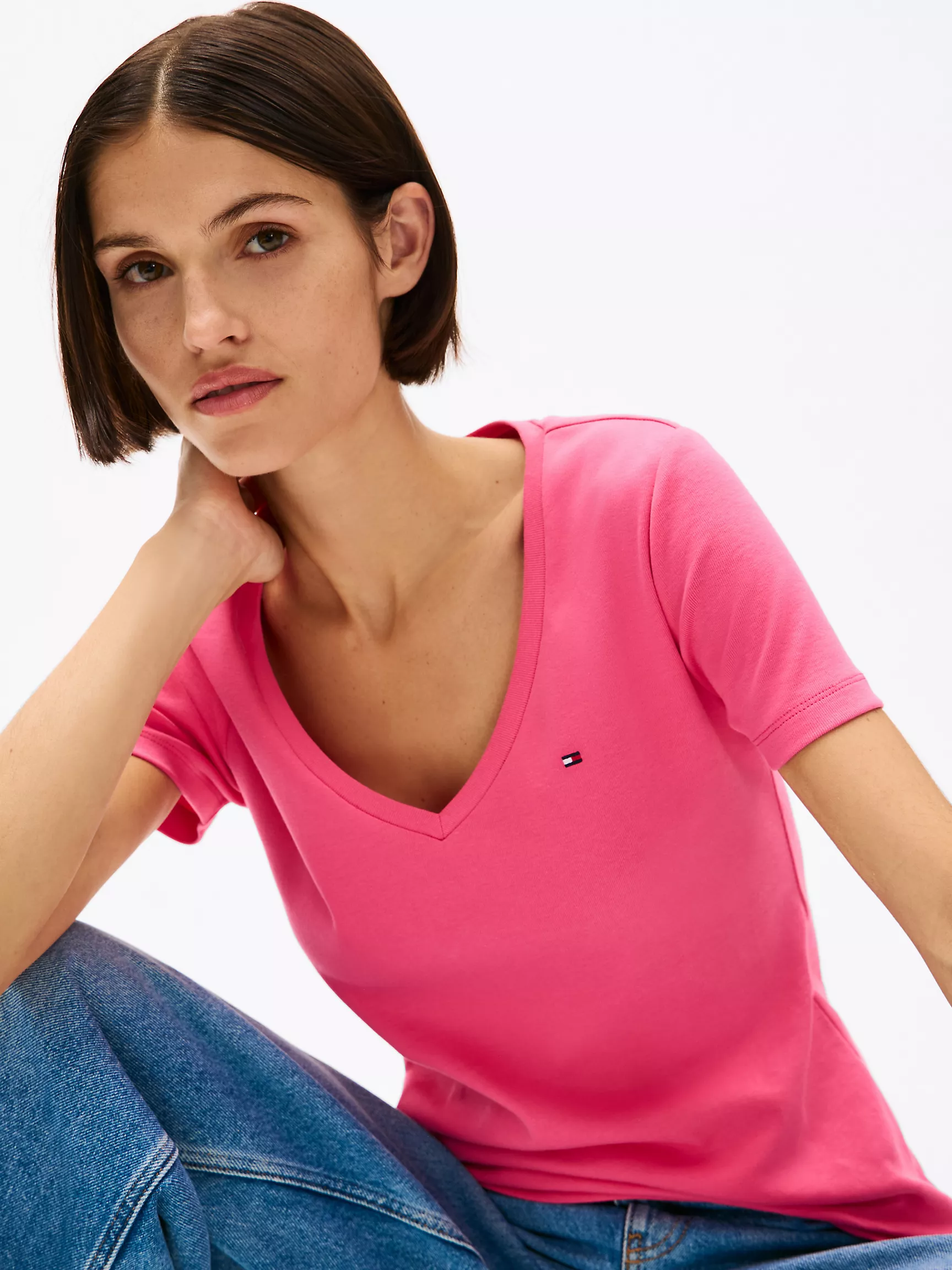 Женская футболка Tommy Hilfiger, Футболка с V-образным вырезом