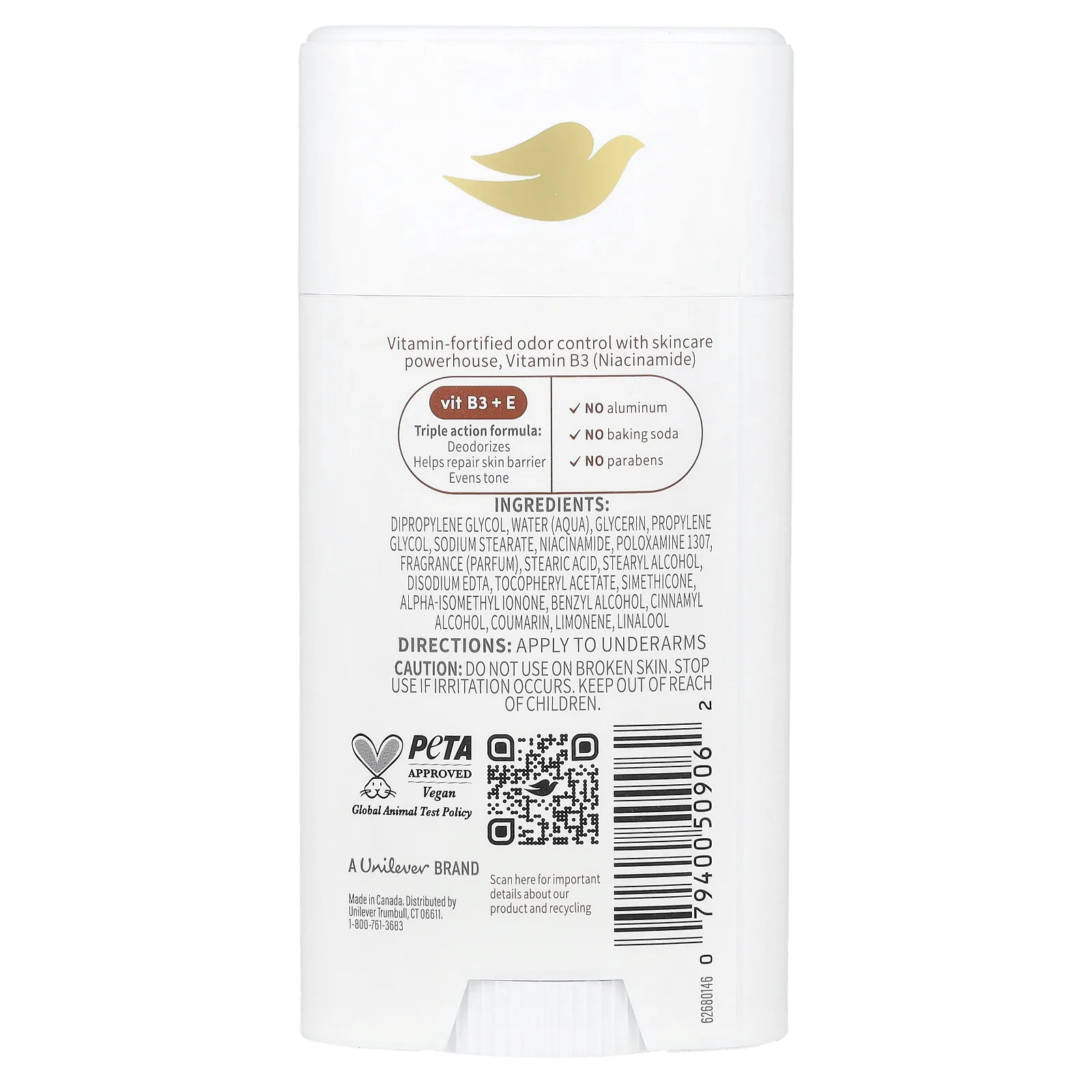 Dove, Vitamin Care + дезодорант, кокос и ши, 74 г (2,6 унции)