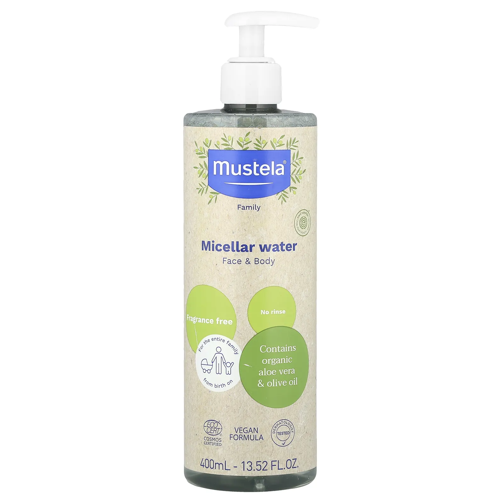 Mustela, Мицеллярная вода, для лица и тела, без отдушек, 400 мл (13,52 жидк. Унции)