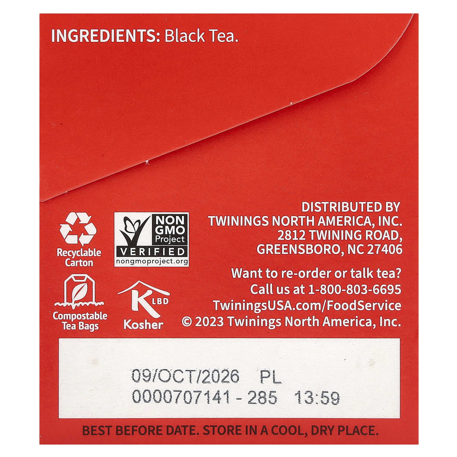 Twinings, 100% чистый черный чай «Английский завтрак», 25 чайных пакетиков, 50 г (1,76 унции)