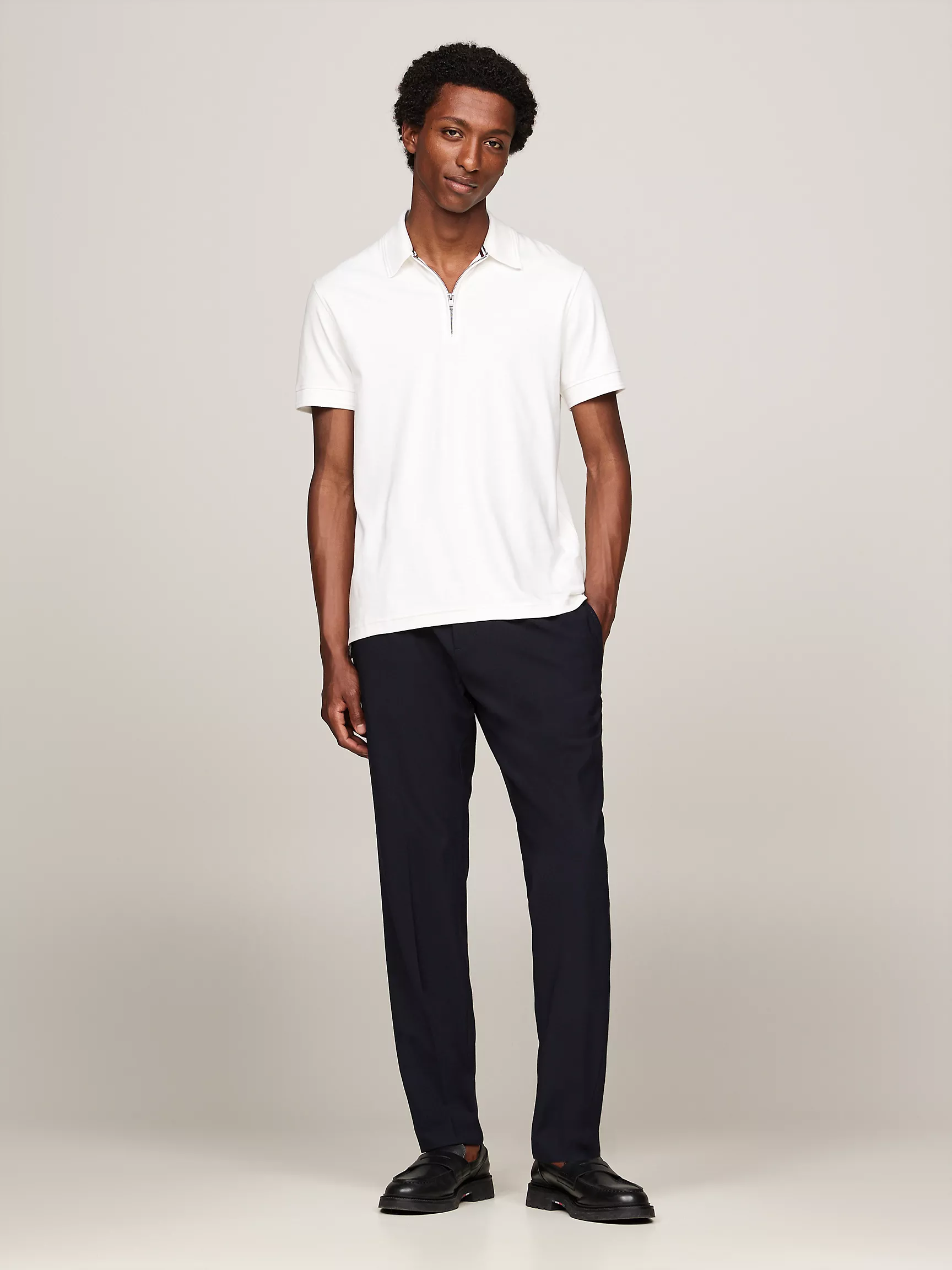 Мужское поло Tommy Hilfiger, Приталенное поло на молнии из ткани Interlock