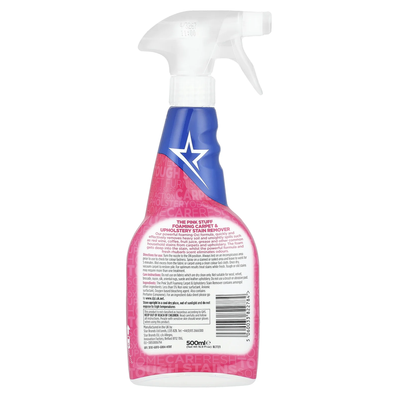 The Pink Stuff, The Miracle, пенящееся средство для удаления пятен с коверов и обивки, 500 мл (16,9 жидк. унции)