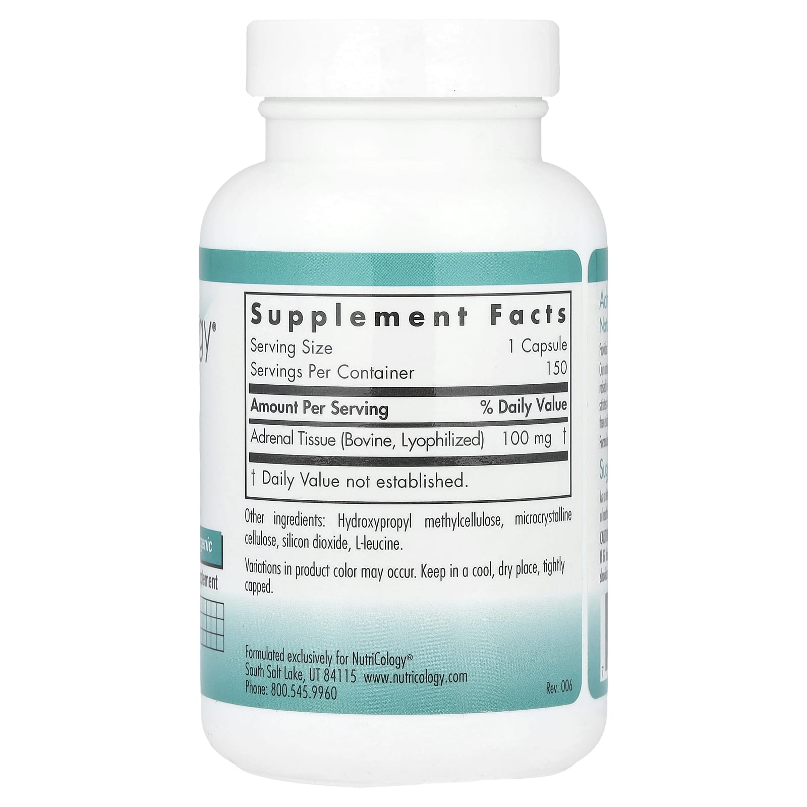 Nutricology, натуральная вытяжка из надпочечной железы, 150 растительных капсул
