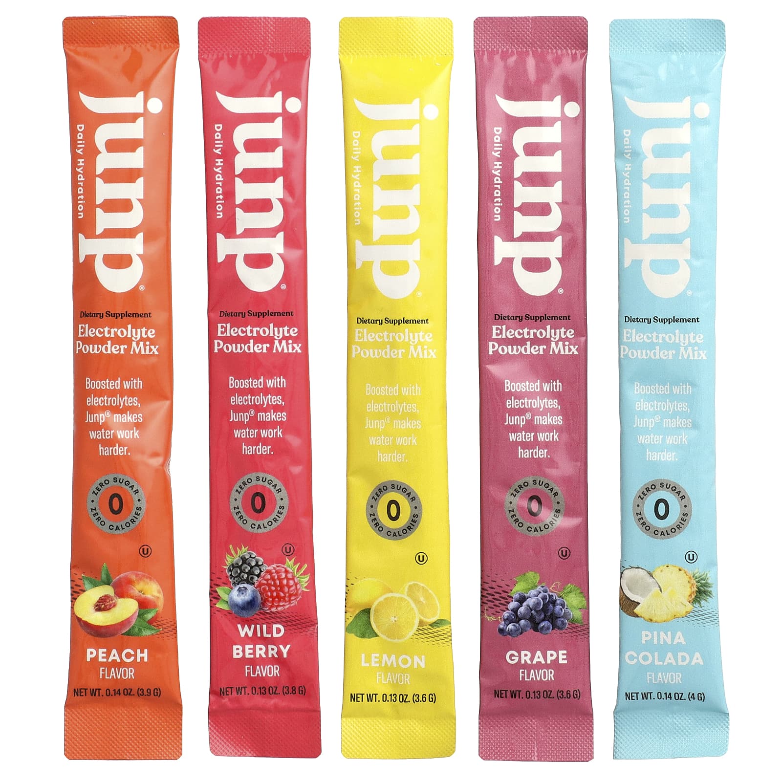 JUNP Hydration, электролитная порошковая смесь, ассорти вкусов, 5 пакетиков-стиков, 18,9 г (0,67 унции)