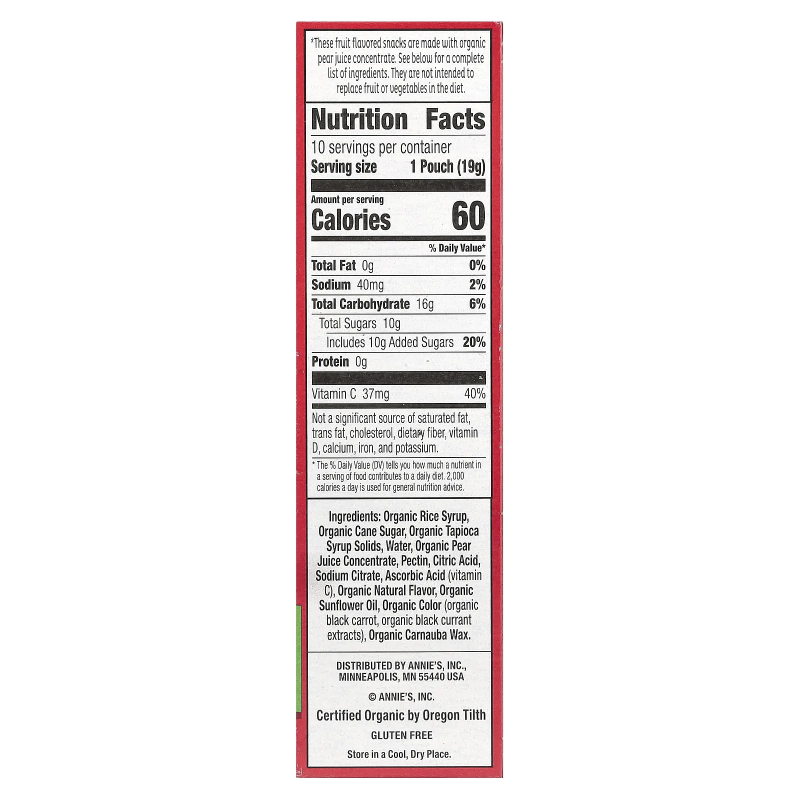 Annie's Homegrown, Organic Bunny Fruit ™ Snacks, летняя клубника, 10 пакетиков по 19 г (0,7 унции)