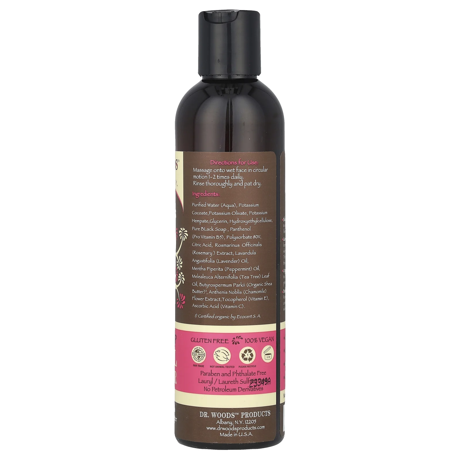 Dr. Woods, Очищающее средство для лица, черное мыло, 236 мл (8 жидких унций)