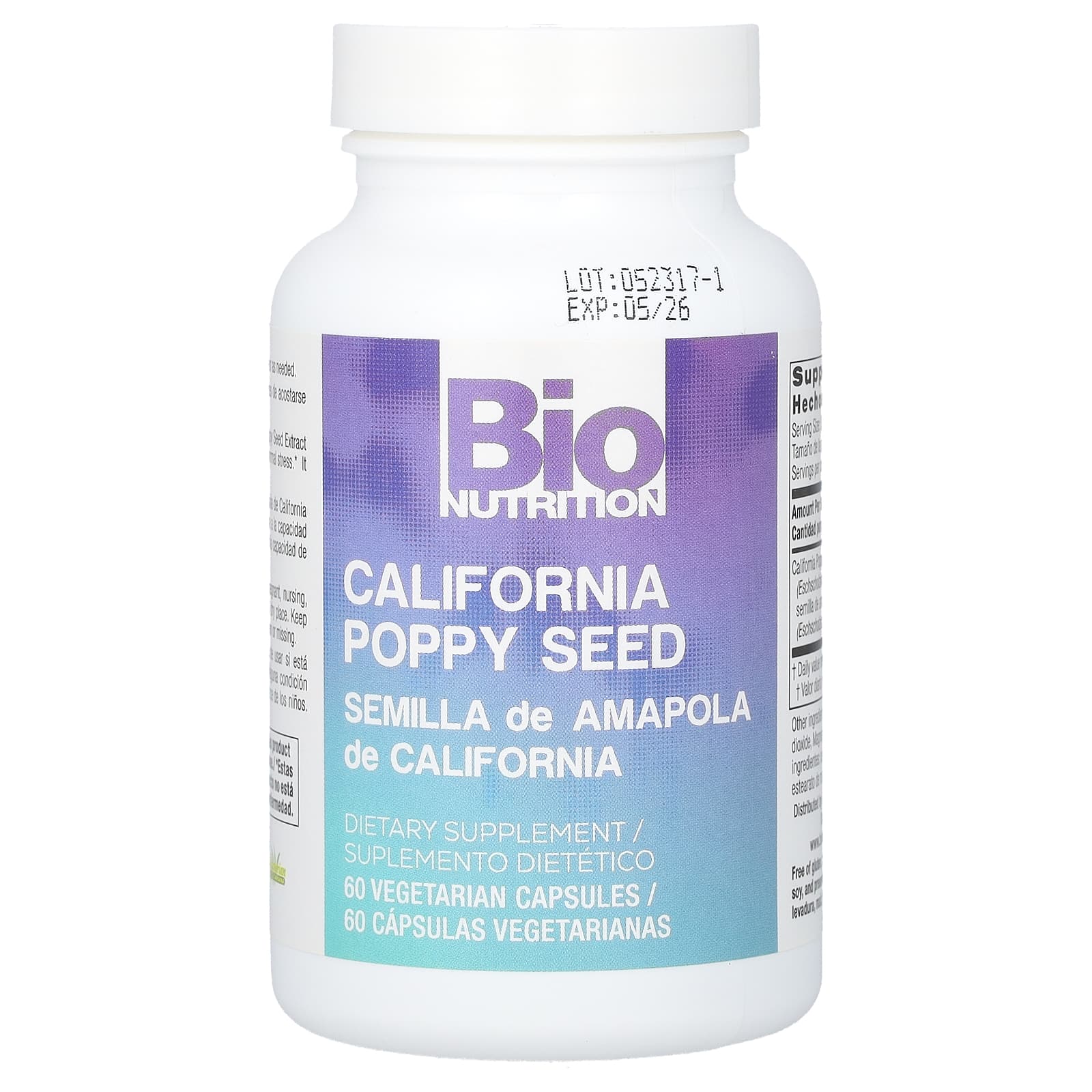 Bio Nutrition, Калифорнийский мак, 60 вегетарианских капсул