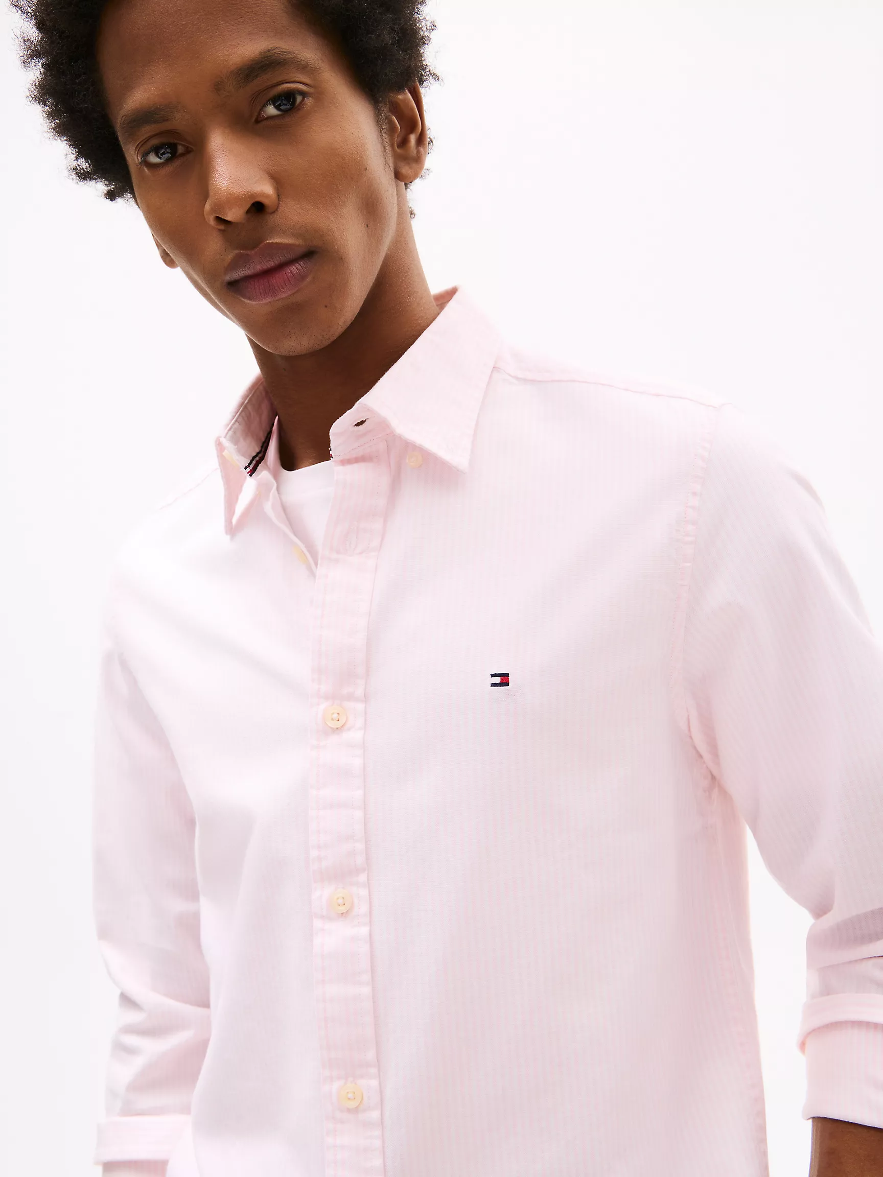 Мужская рубашка Tommy Hilfiger, Приталенная полосатая эластичная рубашка из оксфорда