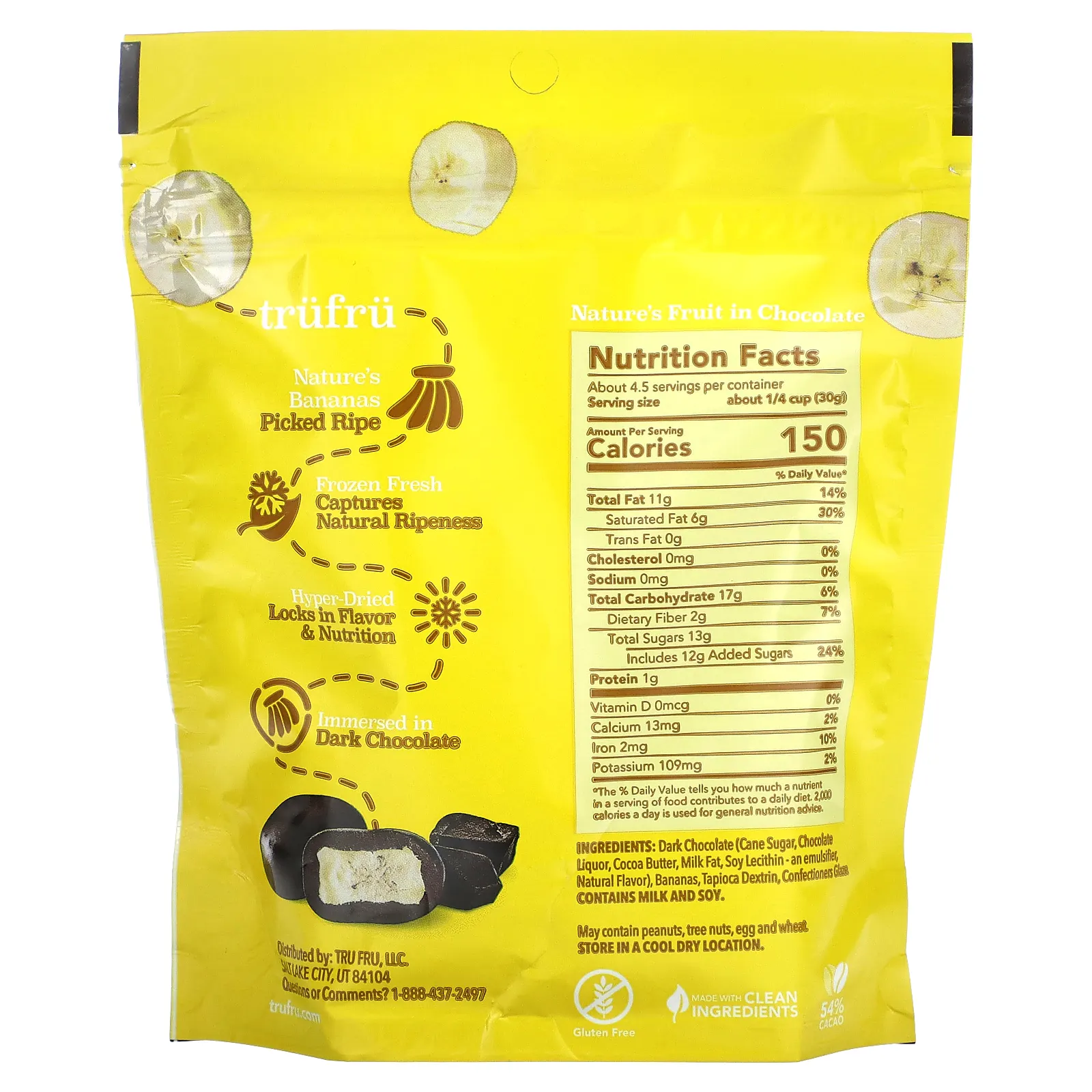 Tru Fru, Nature's Bananas, темный шоколад, 128 г (4,5 унции)