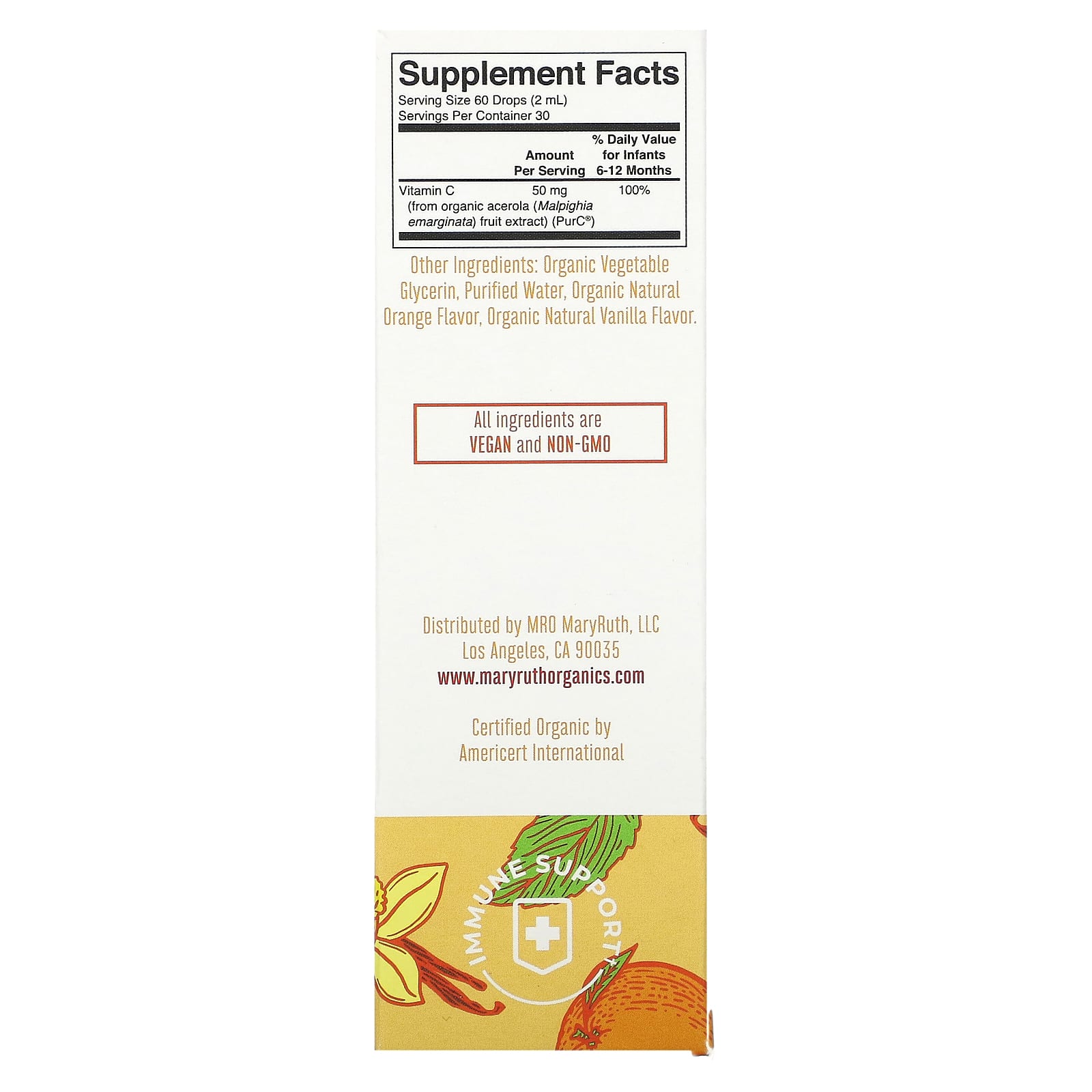 MaryRuth's, органический витамин C в форме капель для младенцев, для детей 6–12 месяцев, со вкусом апельсина и ванили, 60 мл (2 жидк. унции)