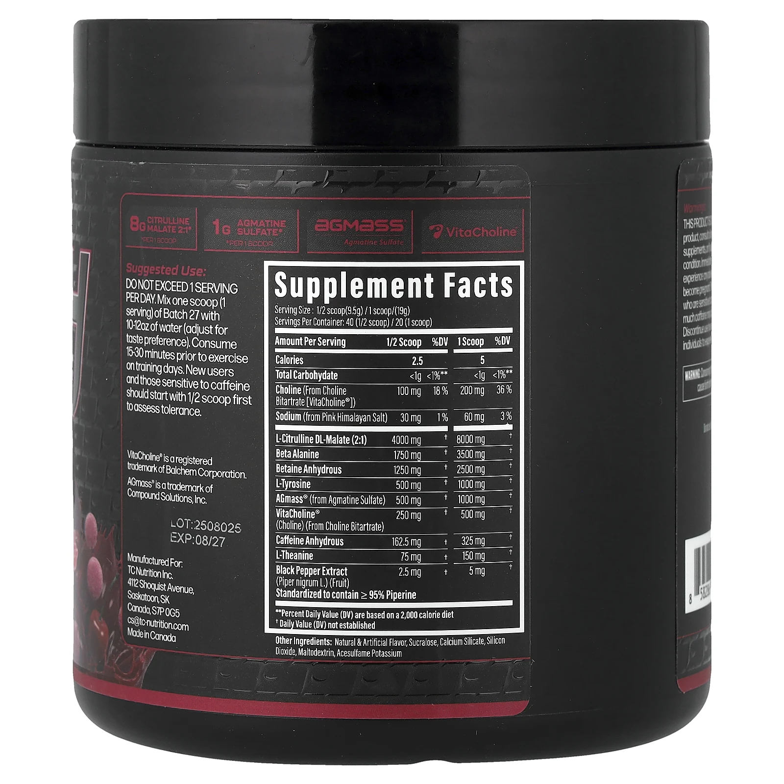 TC Nutrition, Batch 27, предтренировочная добавка, вишня, 380 г (13,4 унции)