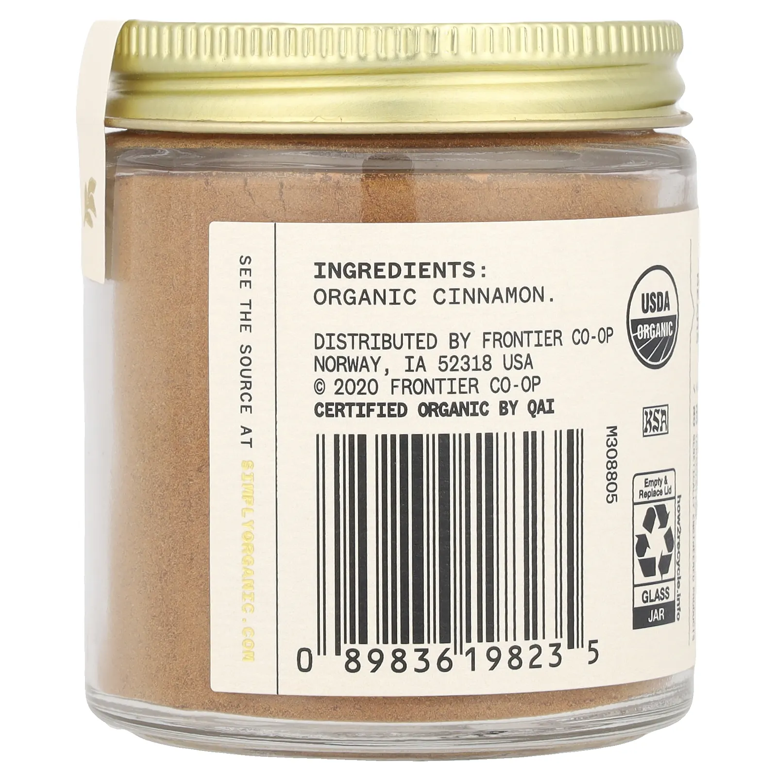 Simply Organic, Single Origin, вьетнамская корица, 52 г (1,83 унции)