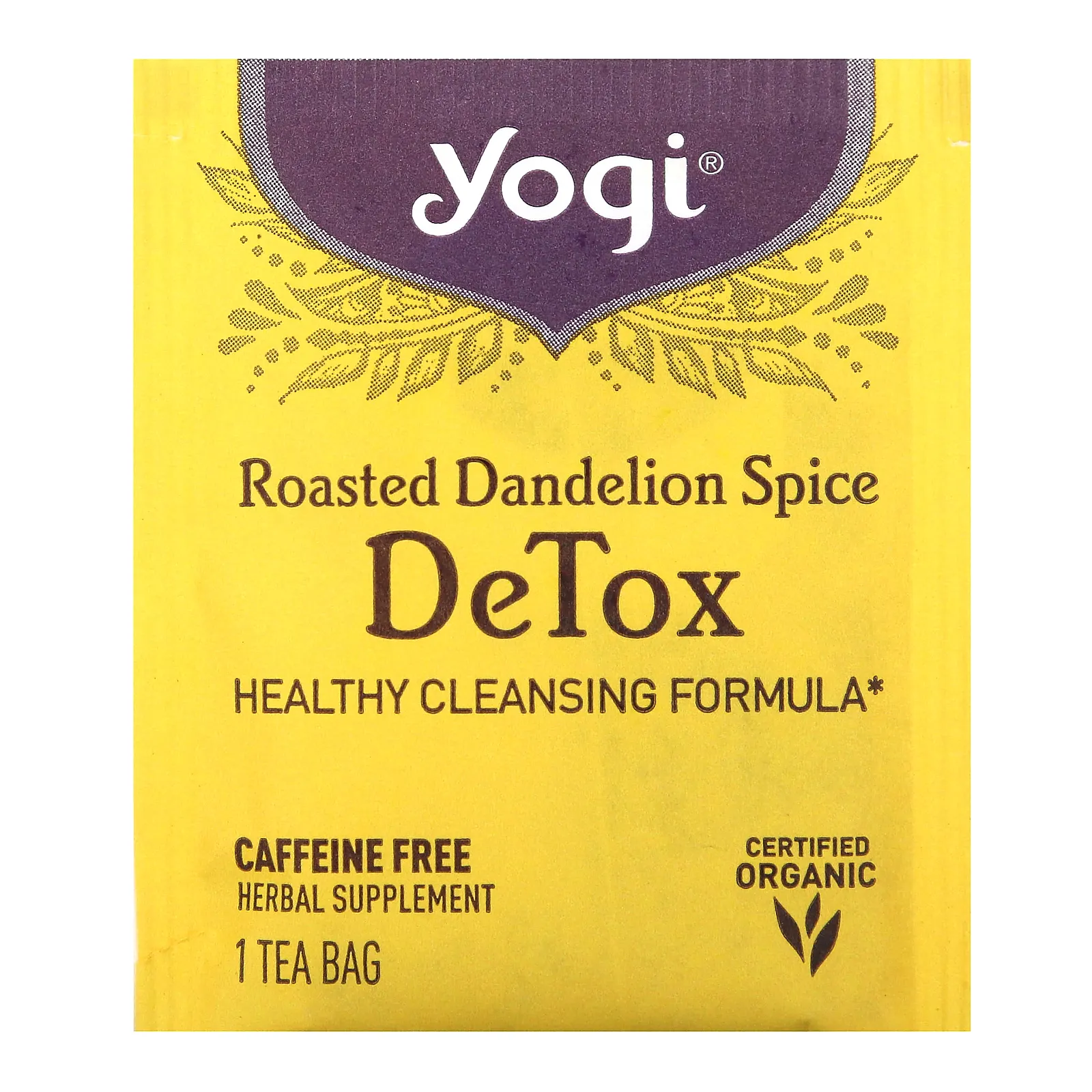 Yogi Tea, Detox, вкус жареного одуванчика и специй, без кофеина, 16 чайных пакетиков, 24 г (0,85 унции)