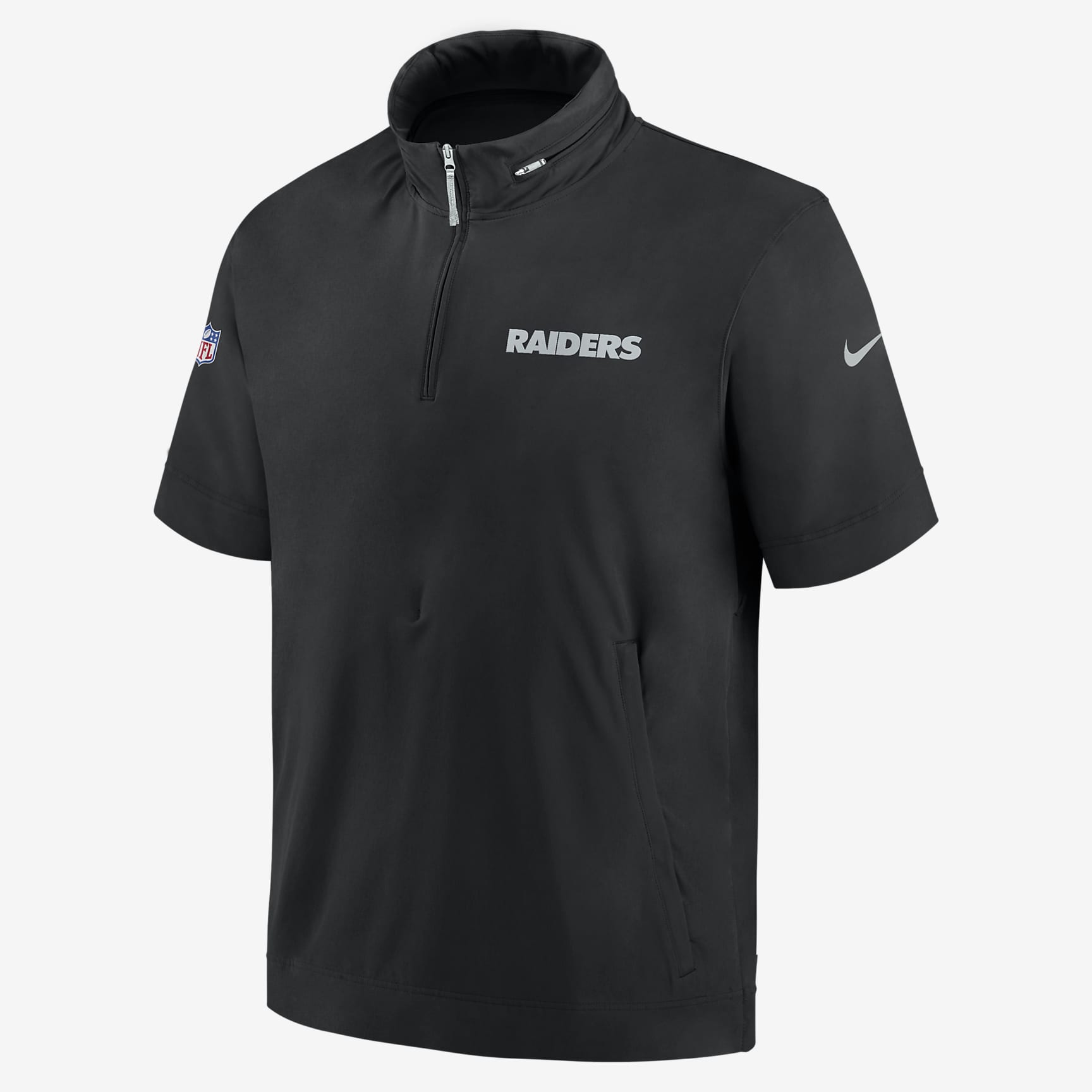 Las Vegas Raiders Sideline Coach Men's Nike NFL 1/2-Zip Short-Sleeve Hooded Jacket