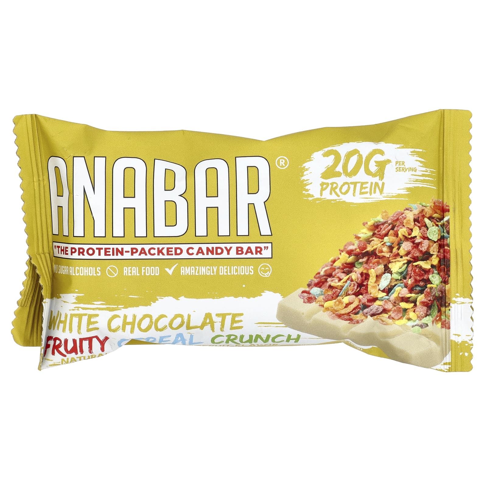 The Anabar, The Protein-Packed Candy Bar, хрустящие фруктовые хлопья из белого шоколада, 12 батончиков по 65 г (2,29 унции)