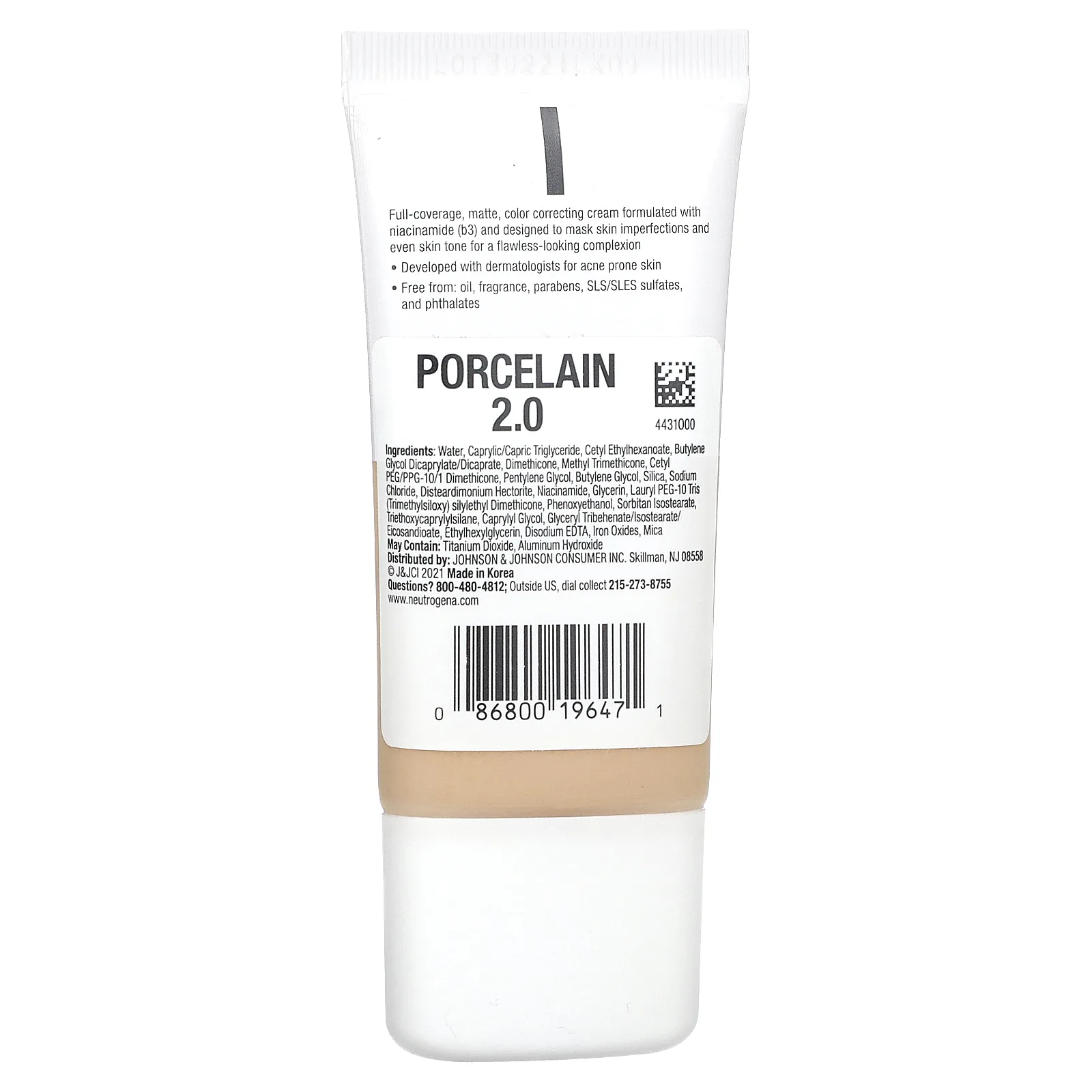 Neutrogena, Матовый CC-крем, фарфор 2.0, 28 г (1 унция)