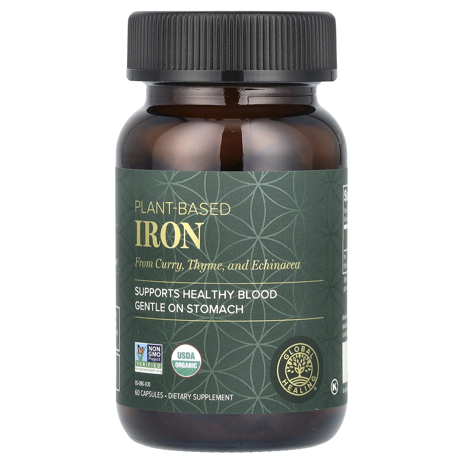 Global Healing, растительное железо, 60 капсул