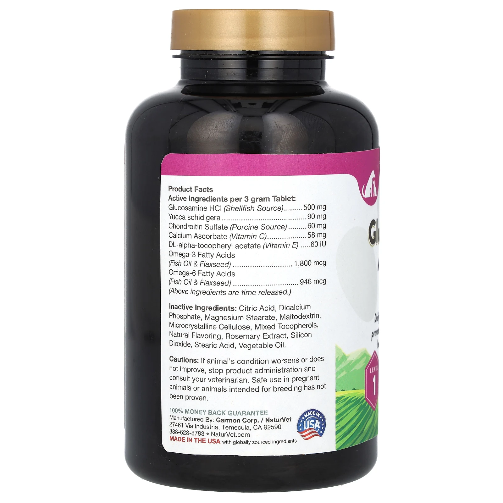 NaturVet, Glucosamine DS, поддержание здоровья суставов с хондроитином, уровень 1, для собак и кошек, 60 жевательных таблеток, 180 г (6,3 унции)