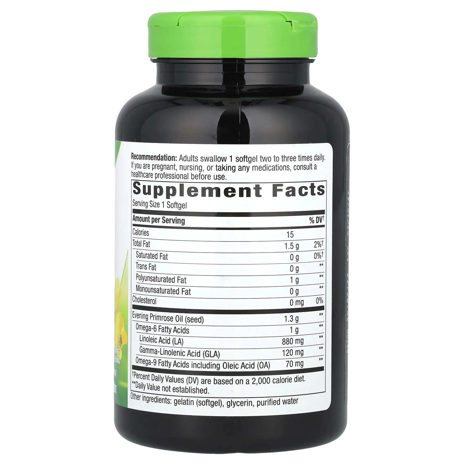 Nature's Way, примула вечерняя, масло холодного отжима, максимальная сила, 1300 мг, 120 капсул