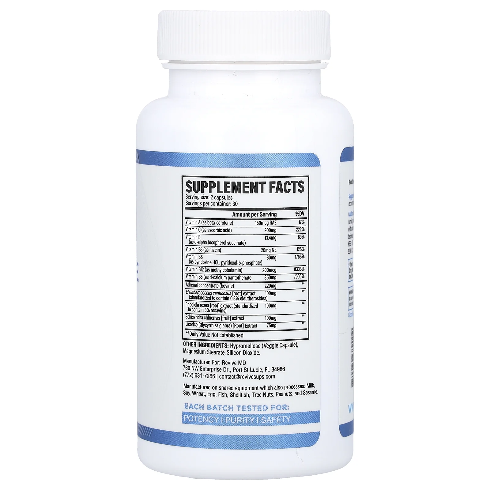 Revive, AdrenalCORE, 60 вегетарианских капсул