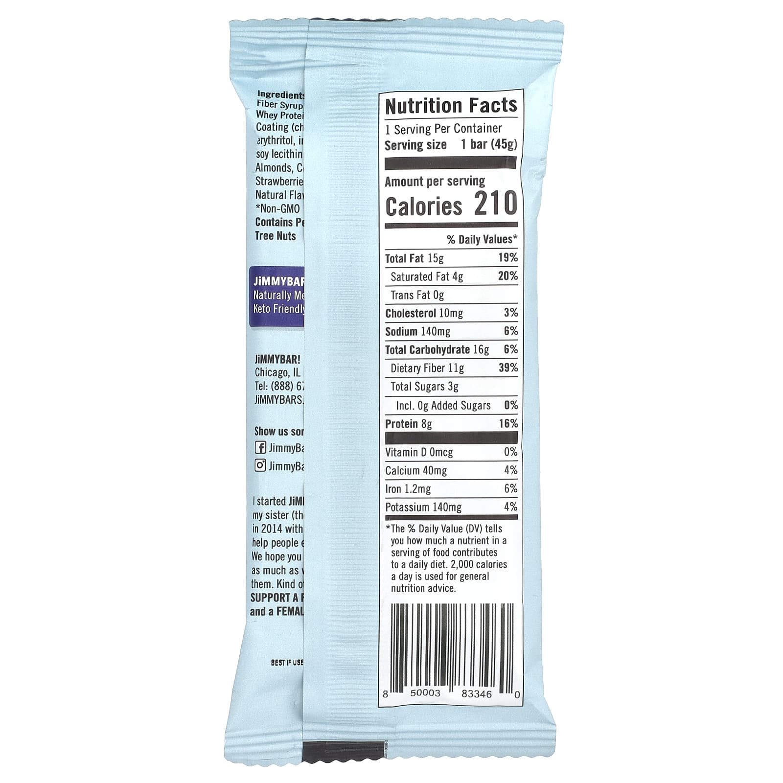 JiMMY!, Be Lean Bars With Benefits, клубника и орех, 12 протеиновых батончиков, 45 г (1,59 унции)