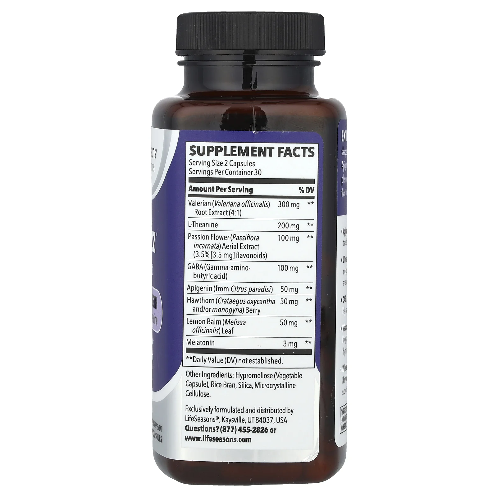 LifeSeasons, Therapeutics, Rest-ZZZ ™ с апигенином и теанином, повышенная сила действия, 60 растительных капсул