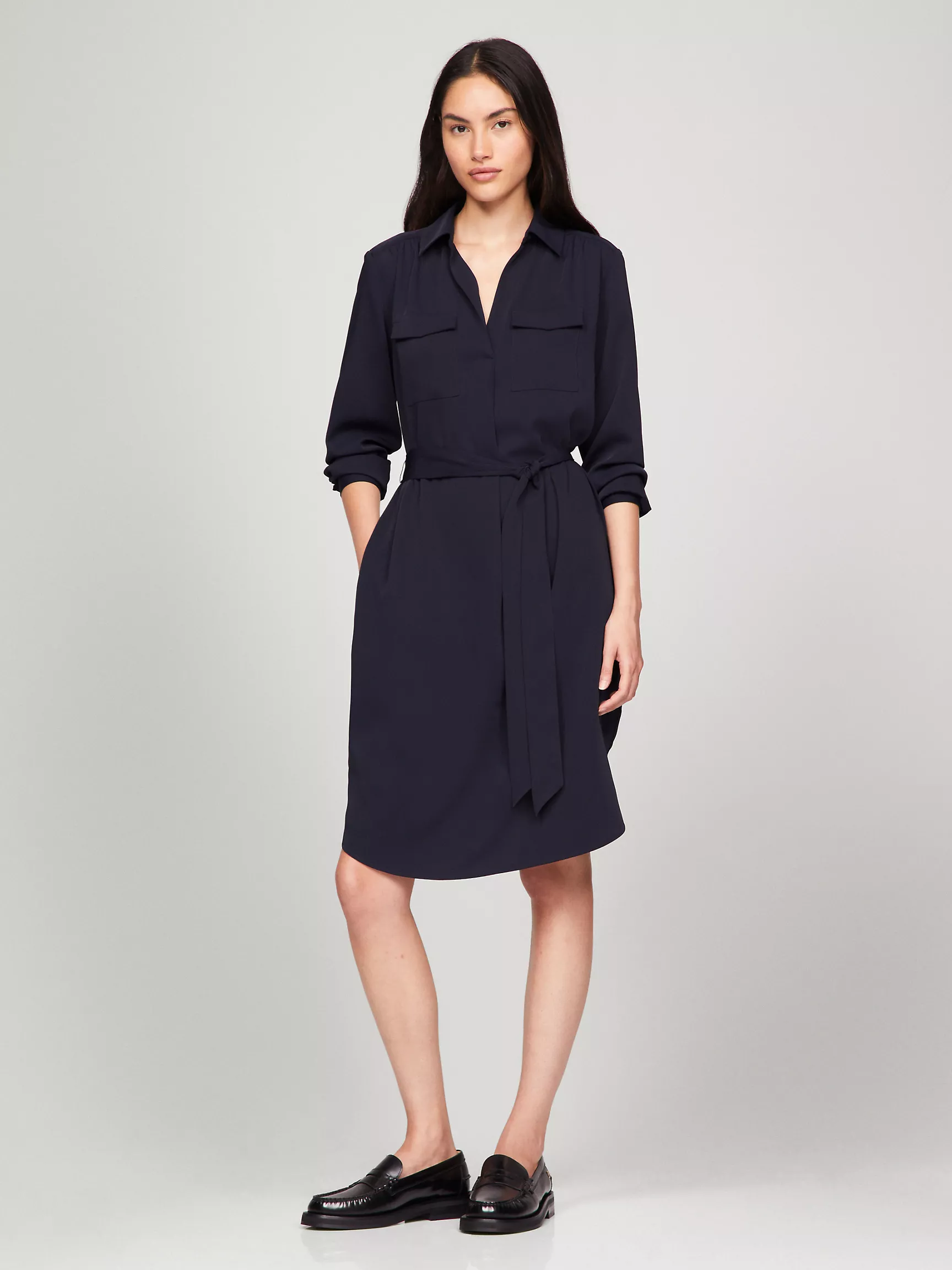 Женское платье Tommy Hilfiger, Платье-рубашка с длинными рукавами в стиле utility